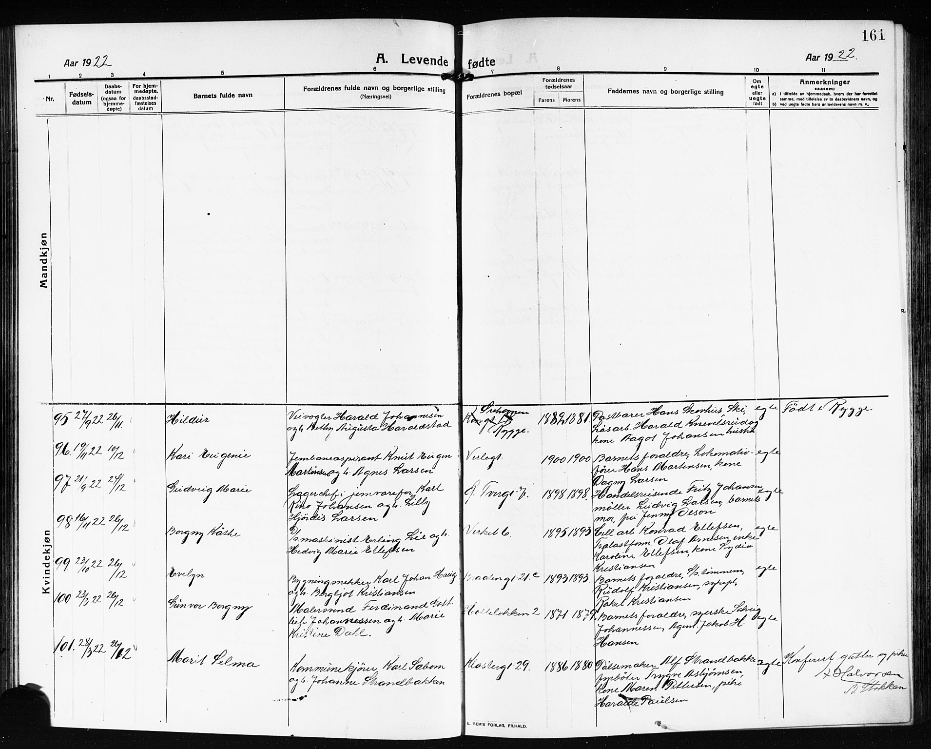 Moss prestekontor Kirkebøker, SAO/A-2003/G/Ga/L0008: Parish register (copy) no. I 8, 1913-1923, p. 161