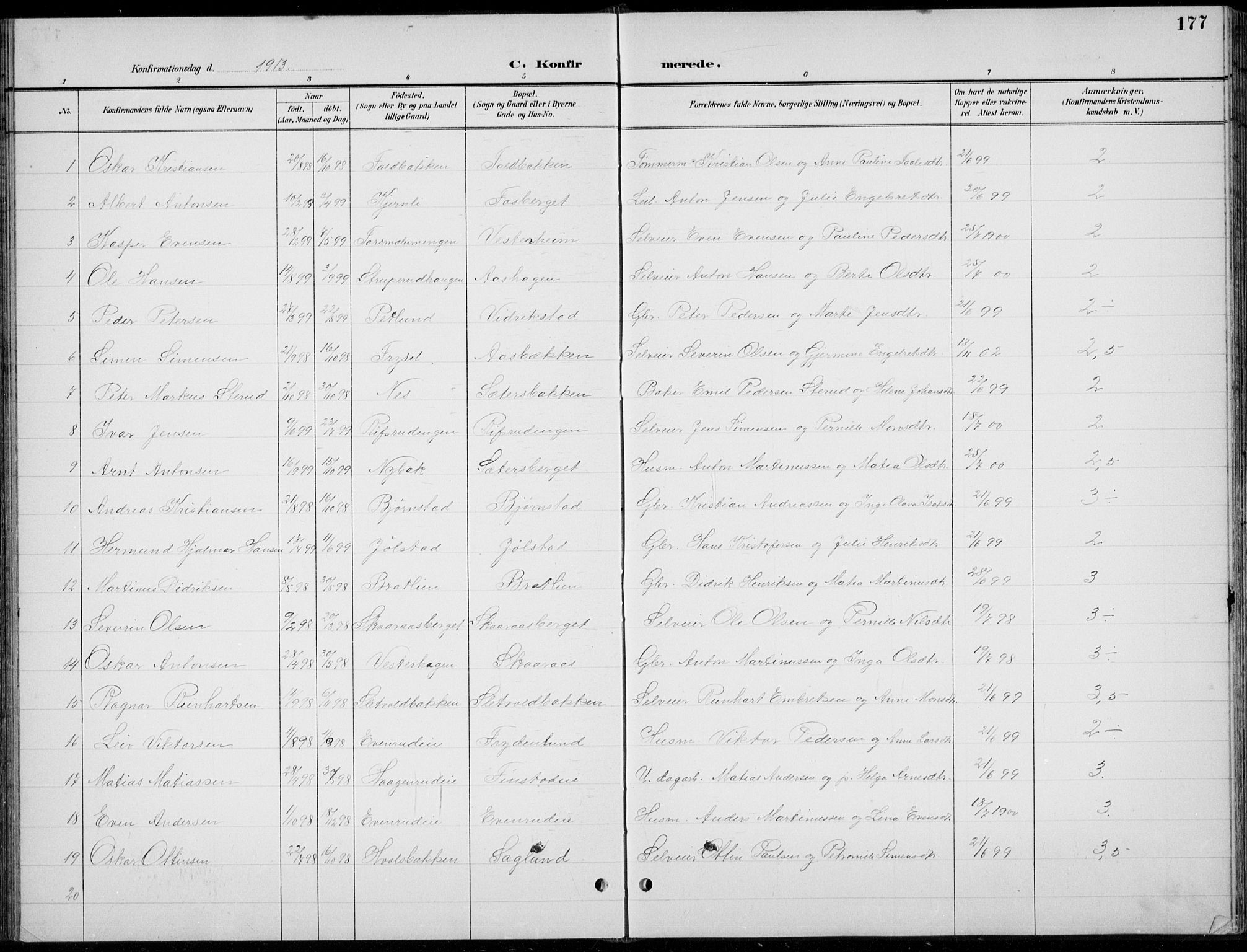 Romedal prestekontor, AV/SAH-PREST-004/L/L0013: Parish register (copy) no. 13, 1896-1937, p. 177