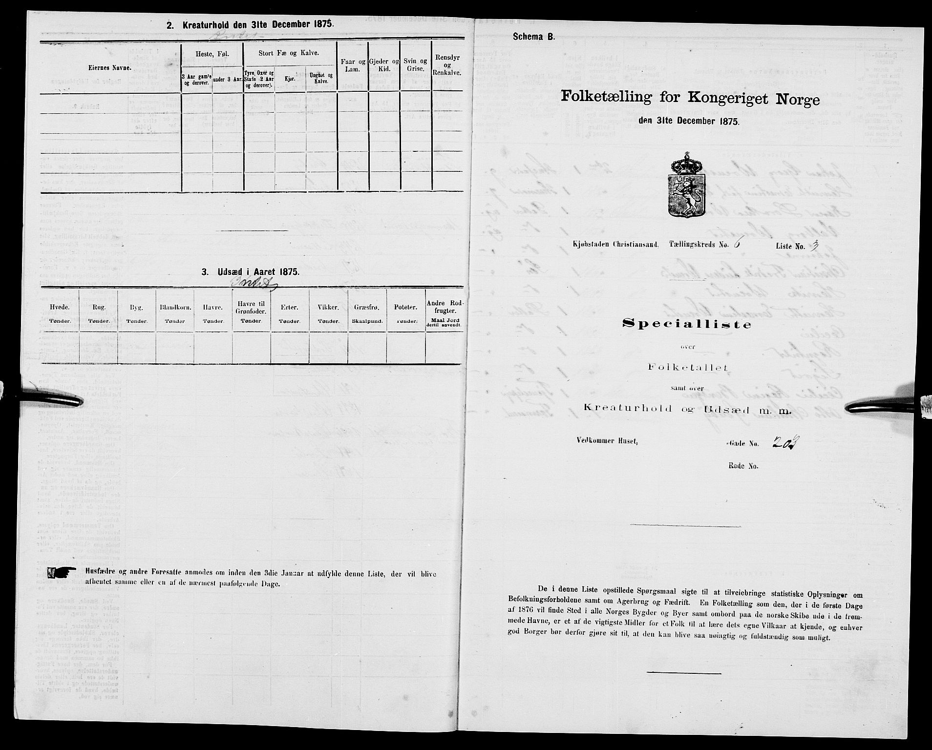 SAK, 1875 census for 1001P Kristiansand, 1875, p. 758