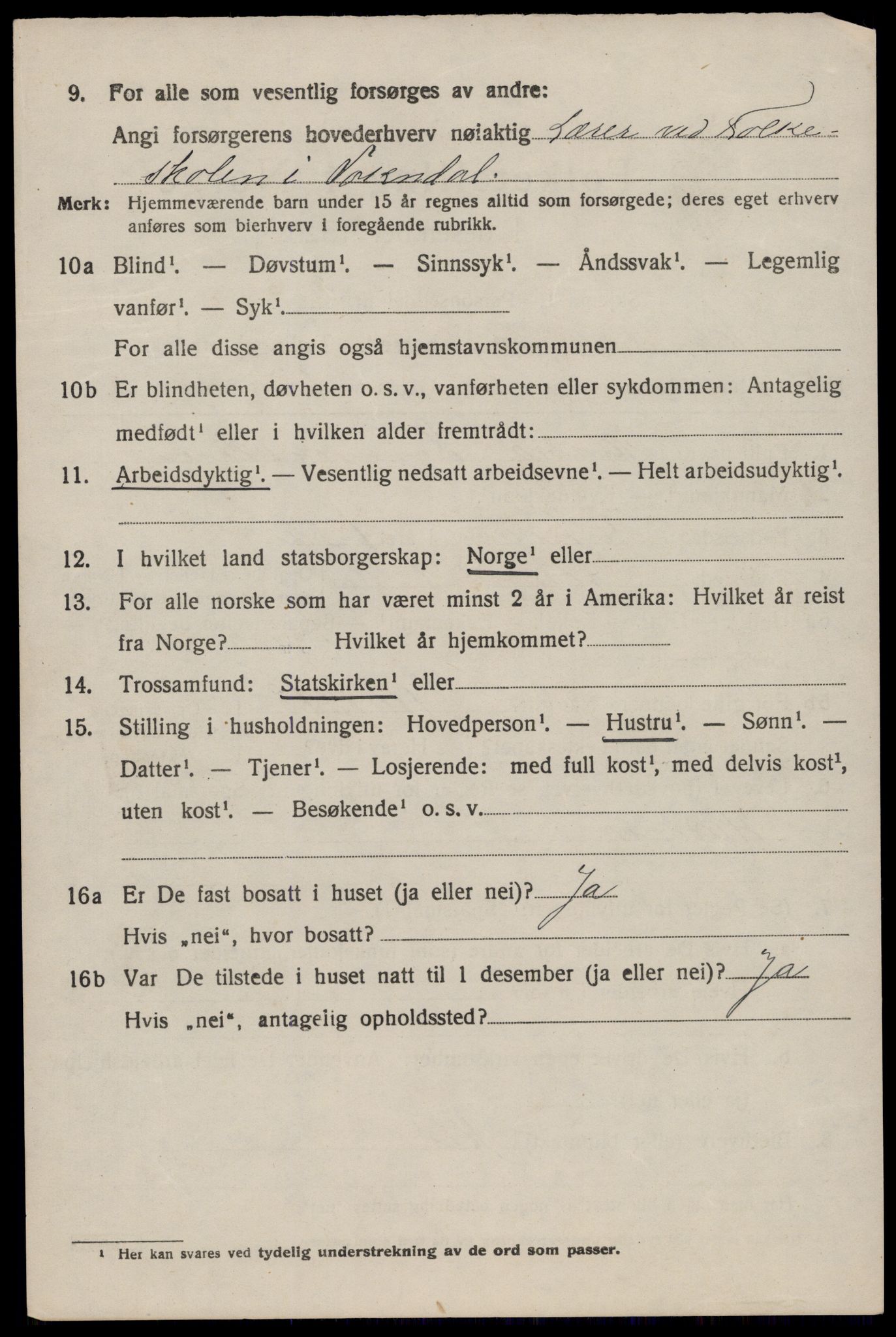 SAST, 1920 census for Sokndal, 1920, p. 5338