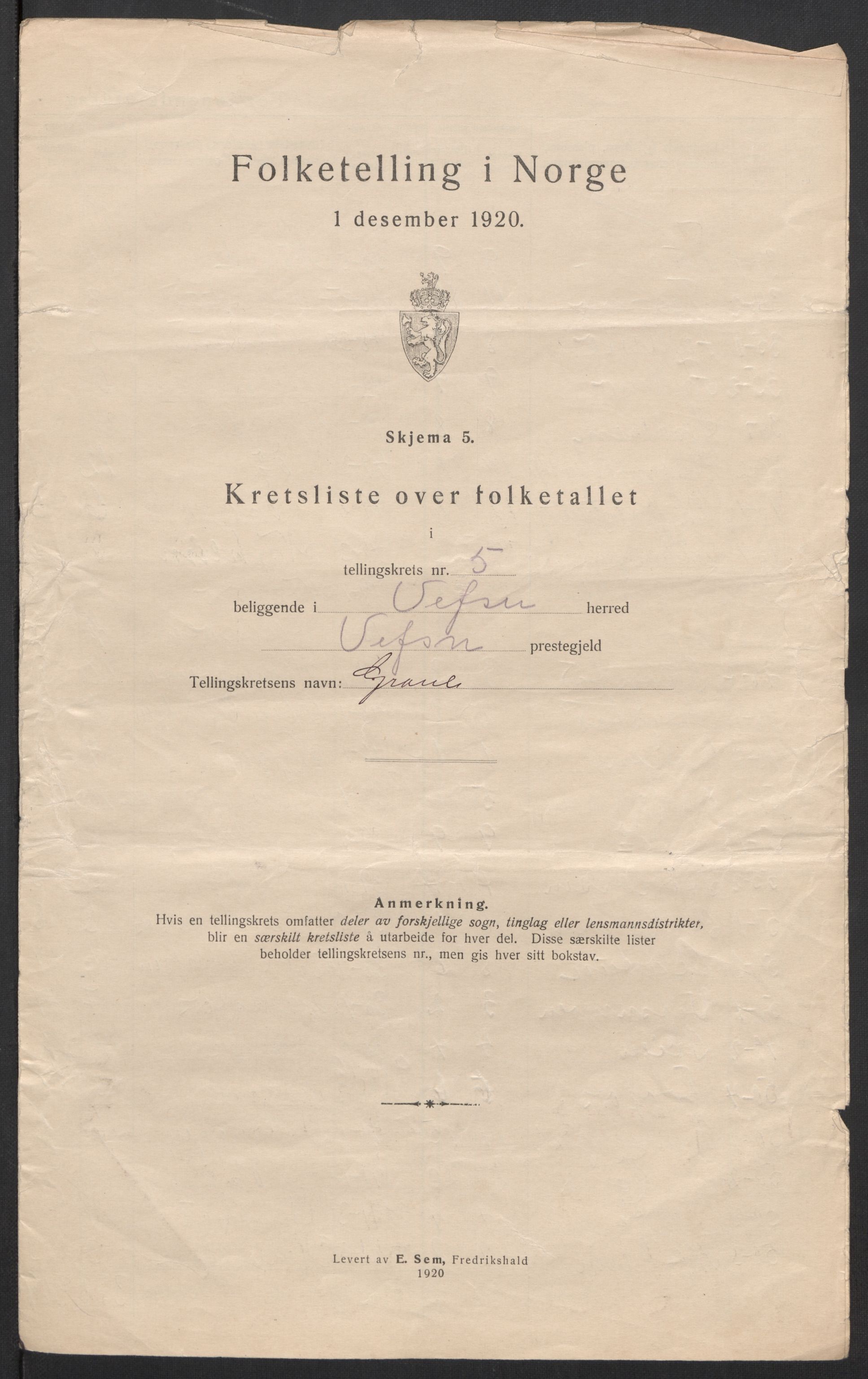 SAT, 1920 census for Vefsn, 1920, p. 21