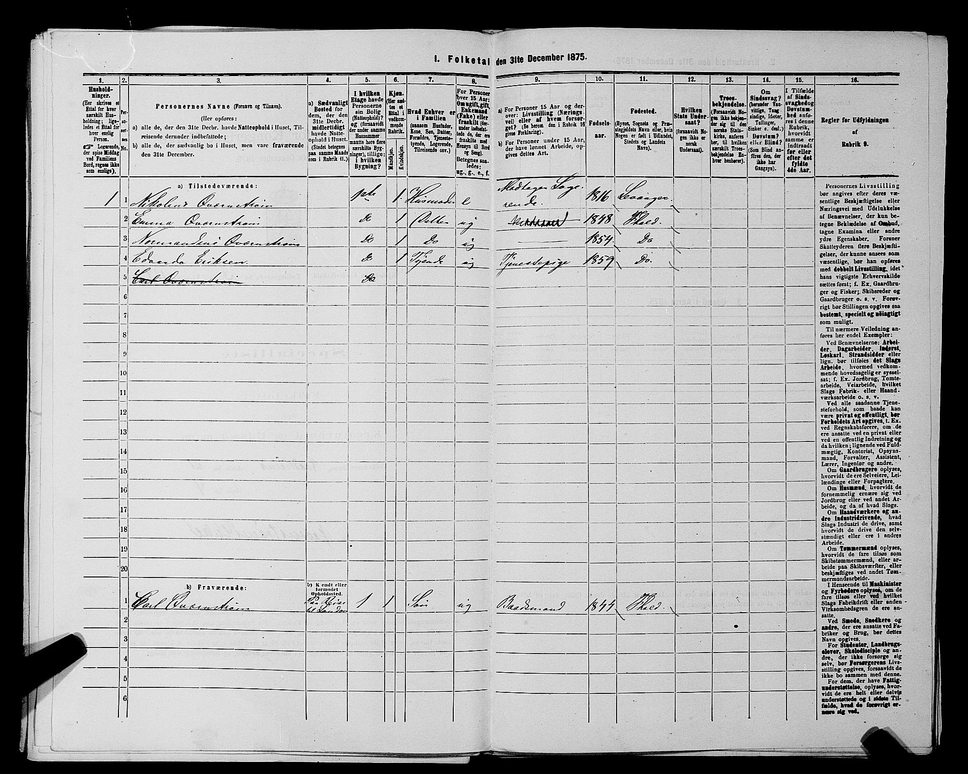 RA, 1875 census for 0101P Fredrikshald, 1875, p. 326
