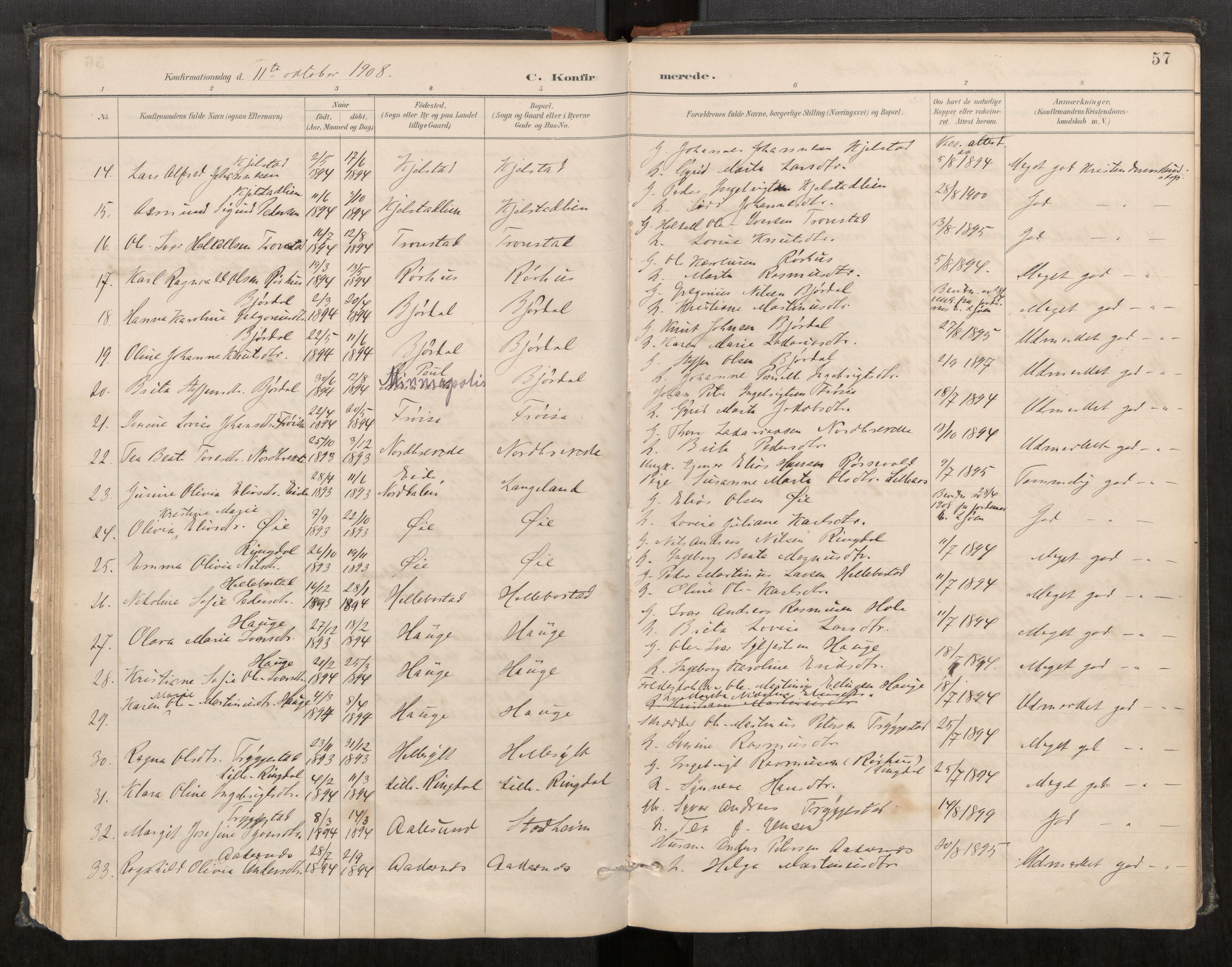 Sunnylven sokneprestkontor, AV/SAT-A-1007: Parish register (official) no. 517A09, 1887-1910, p. 57