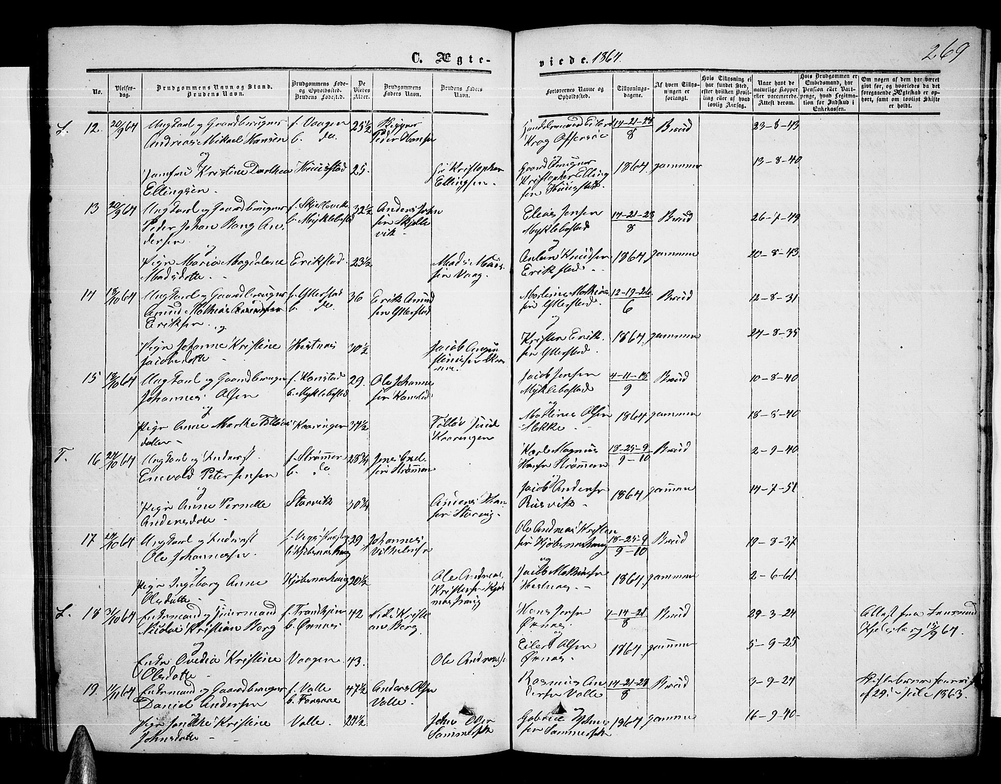 Ministerialprotokoller, klokkerbøker og fødselsregistre - Nordland, AV/SAT-A-1459/872/L1046: Parish register (copy) no. 872C02, 1852-1879, p. 269