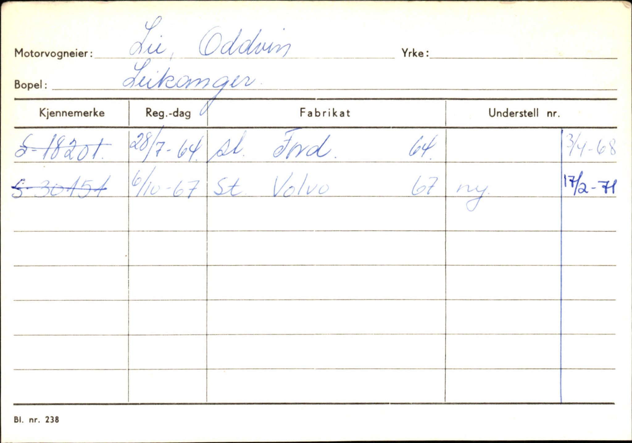 Statens vegvesen, Sogn og Fjordane vegkontor, AV/SAB-A-5301/4/F/L0126: Eigarregister Fjaler M-Å. Leikanger A-Å, 1945-1975, p. 1695