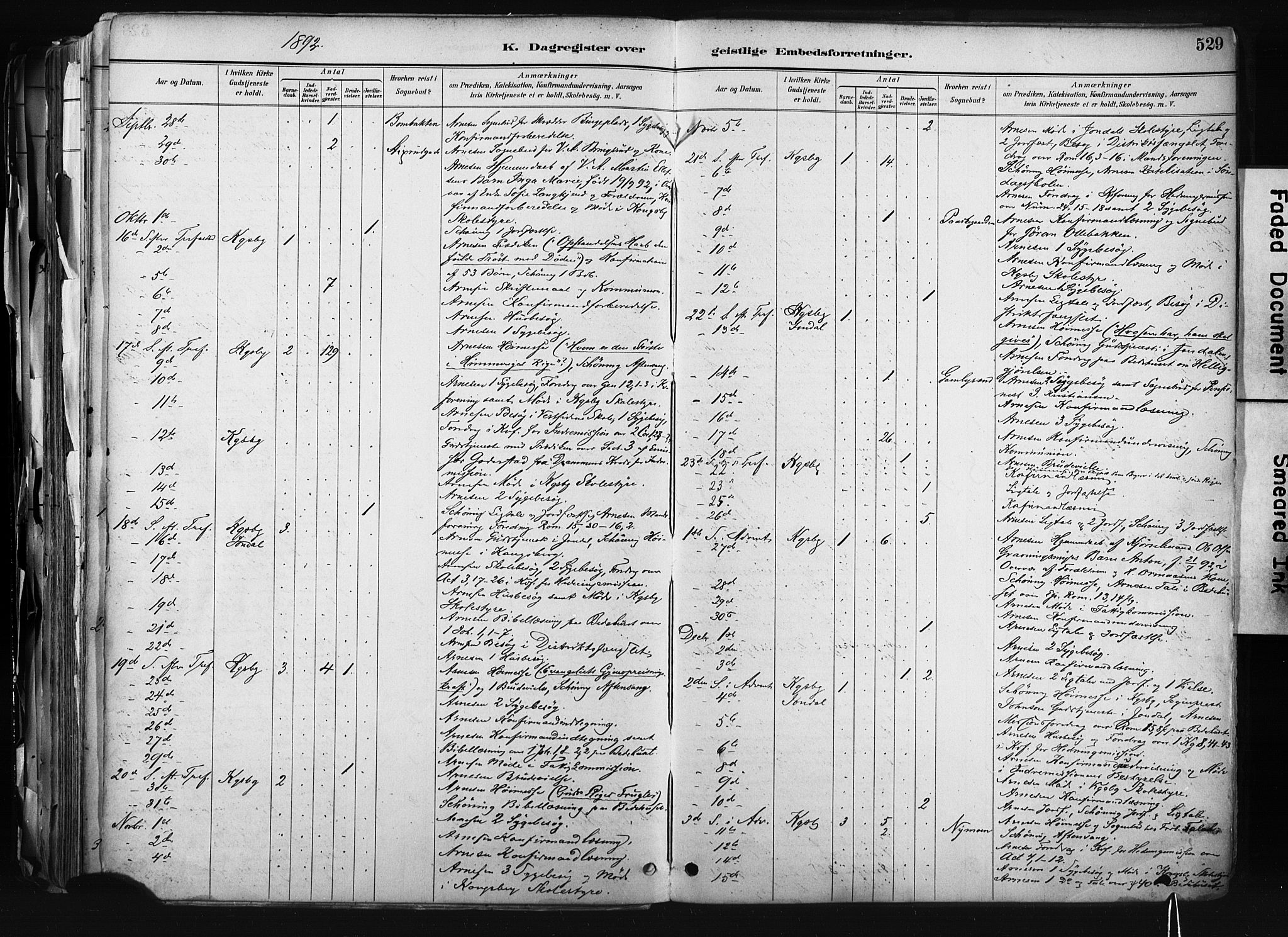 Kongsberg kirkebøker, AV/SAKO-A-22/F/Fb/L0002: Parish register (official) no. II 2, 1886-1896, p. 529