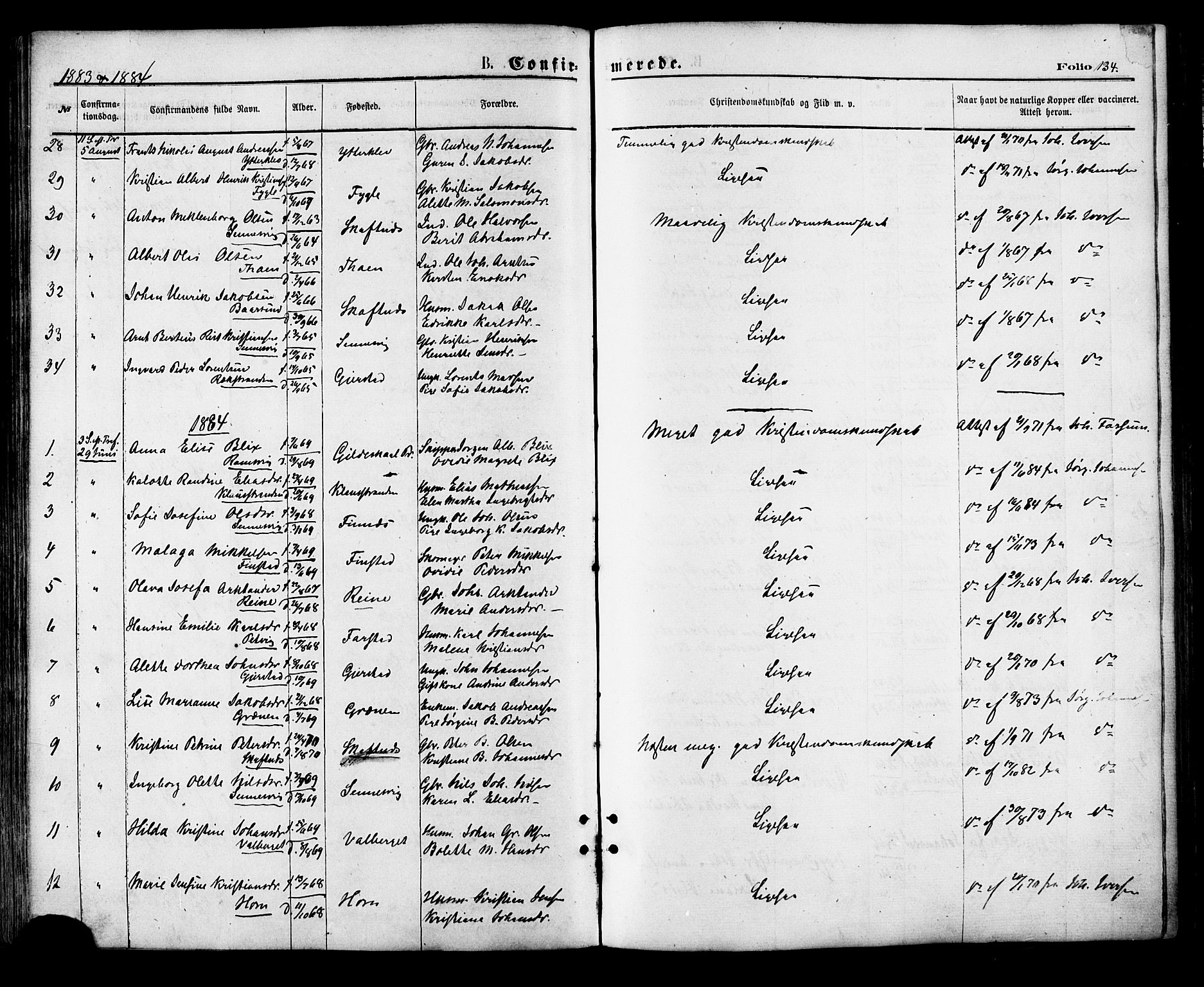 Ministerialprotokoller, klokkerbøker og fødselsregistre - Nordland, SAT/A-1459/881/L1166: Parish register (copy) no. 881C03, 1876-1885, p. 134