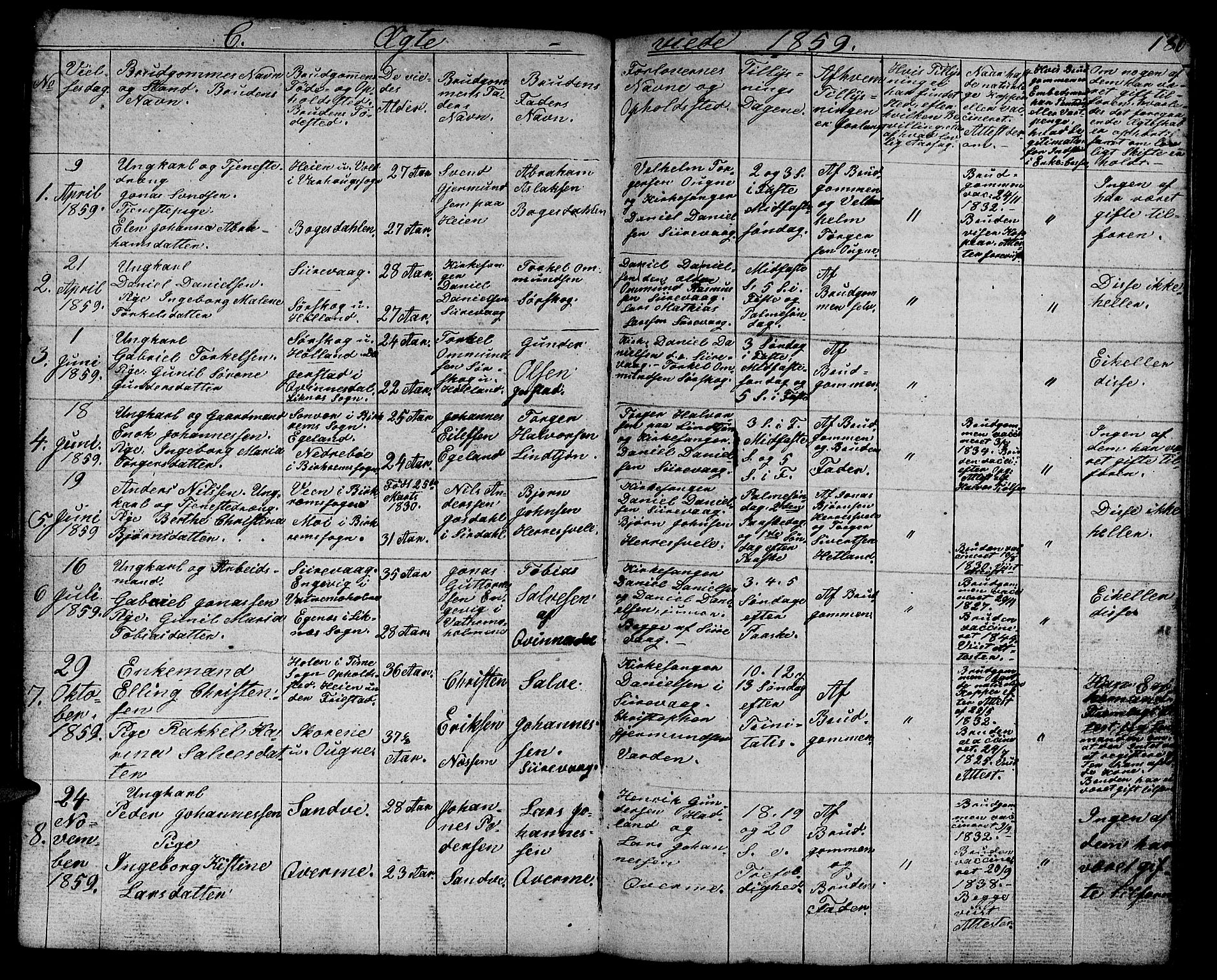 Eigersund sokneprestkontor, SAST/A-101807/S09/L0003: Parish register (copy) no. B 3, 1846-1875, p. 185