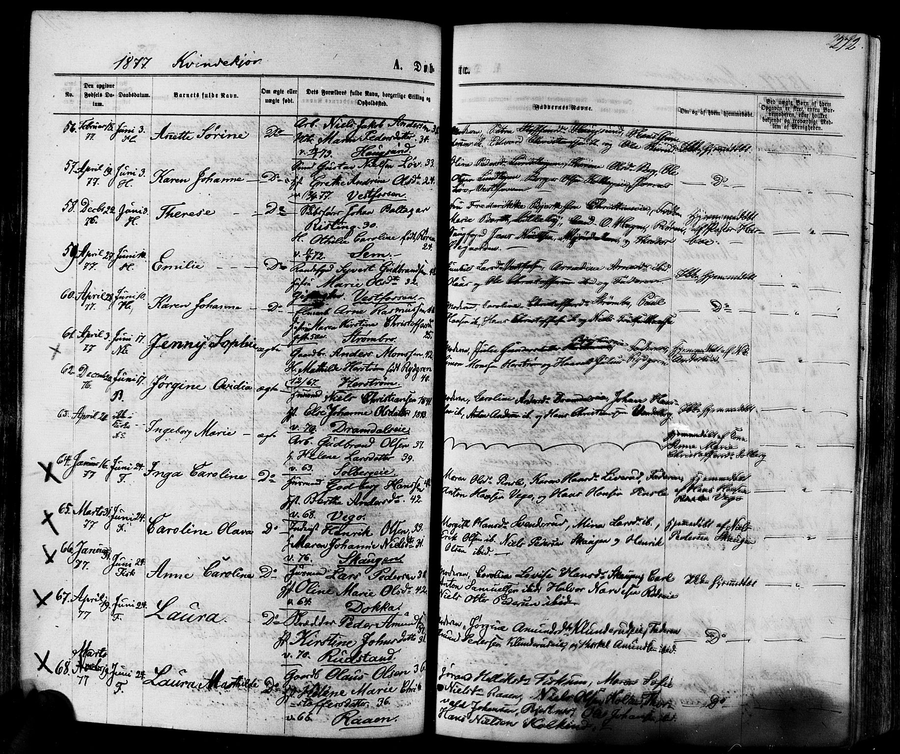 Eiker kirkebøker, SAKO/A-4/F/Fa/L0017: Parish register (official) no. I 17, 1869-1877, p. 272