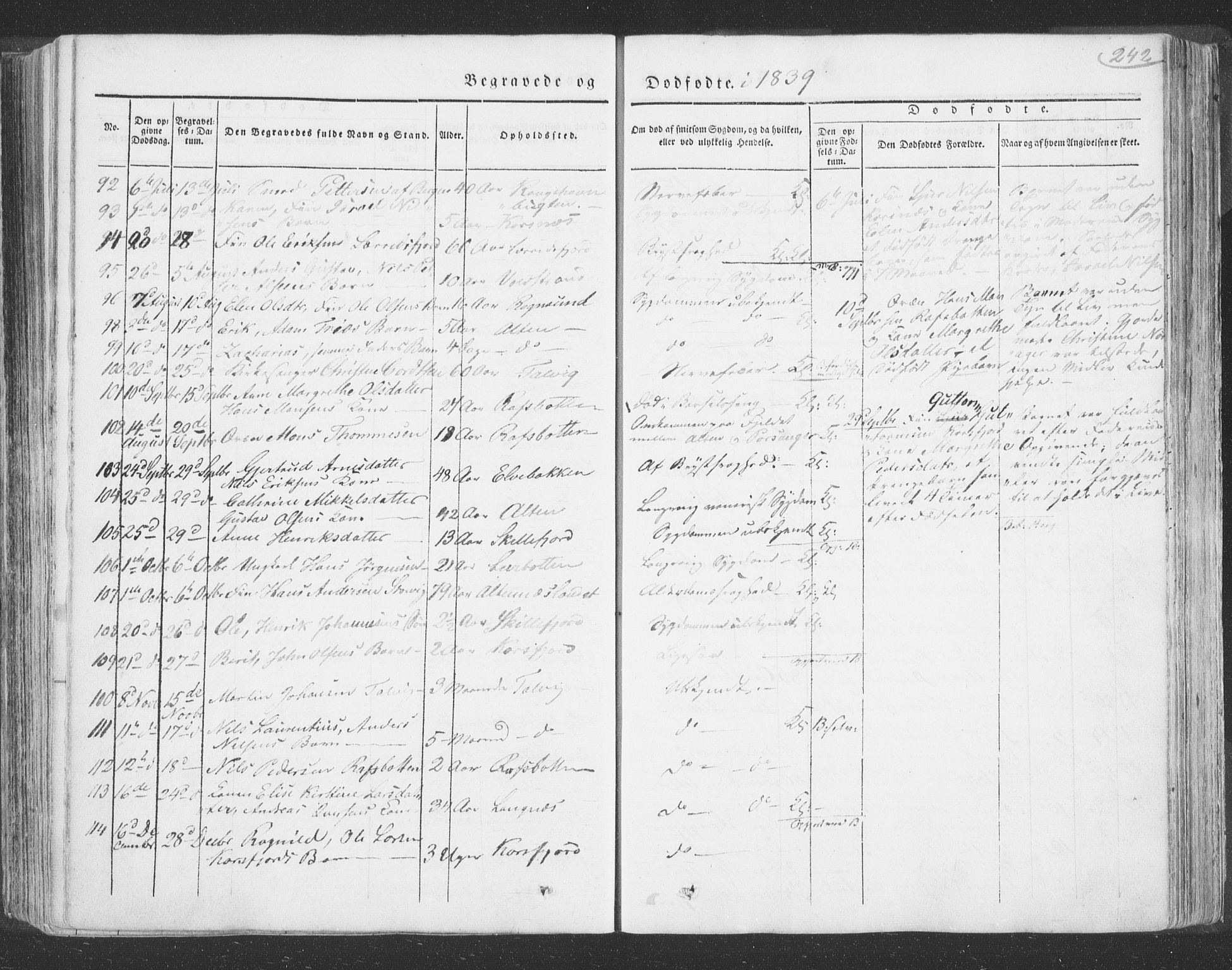 Talvik sokneprestkontor, AV/SATØ-S-1337/H/Ha/L0009kirke: Parish register (official) no. 9, 1837-1852, p. 242