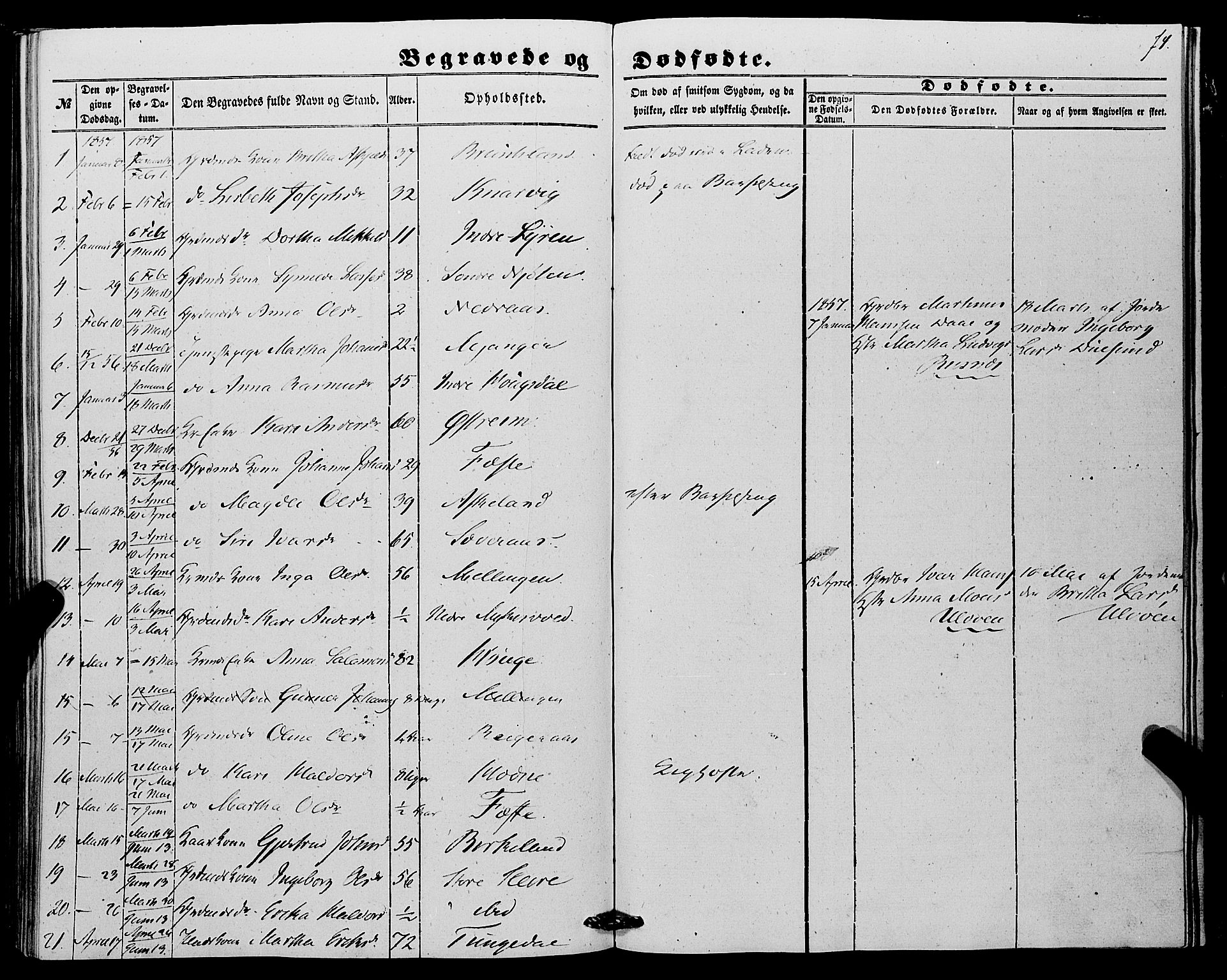 Lindås Sokneprestembete, SAB/A-76701/H/Haa: Parish register (official) no. A 15, 1848-1862, p. 74