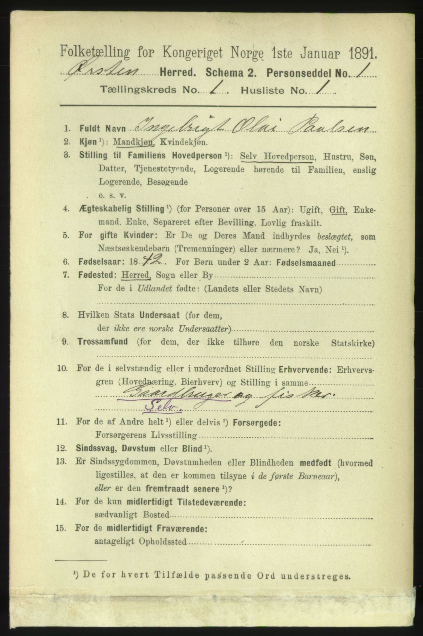 RA, 1891 census for 1520 Ørsta, 1891, p. 69