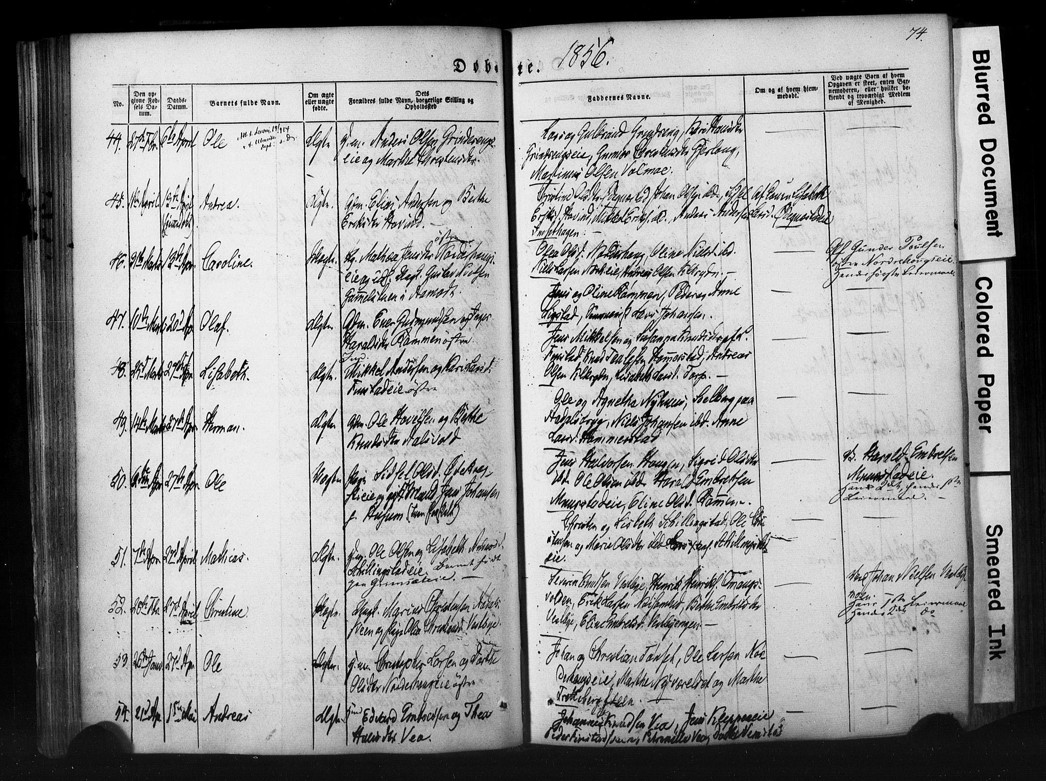 Løten prestekontor, AV/SAH-PREST-022/K/Ka/L0007: Parish register (official) no. 7, 1850-1859, p. 74