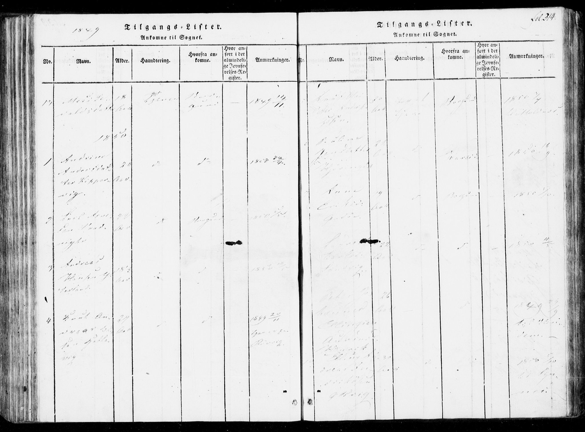 Ministerialprotokoller, klokkerbøker og fødselsregistre - Møre og Romsdal, SAT/A-1454/537/L0517: Parish register (official) no. 537A01, 1818-1862, p. 314