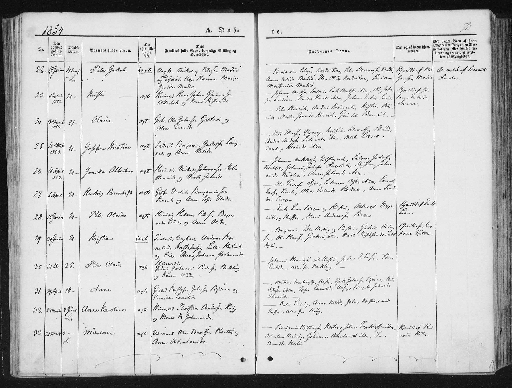 Ministerialprotokoller, klokkerbøker og fødselsregistre - Nord-Trøndelag, AV/SAT-A-1458/780/L0640: Parish register (official) no. 780A05, 1845-1856, p. 70