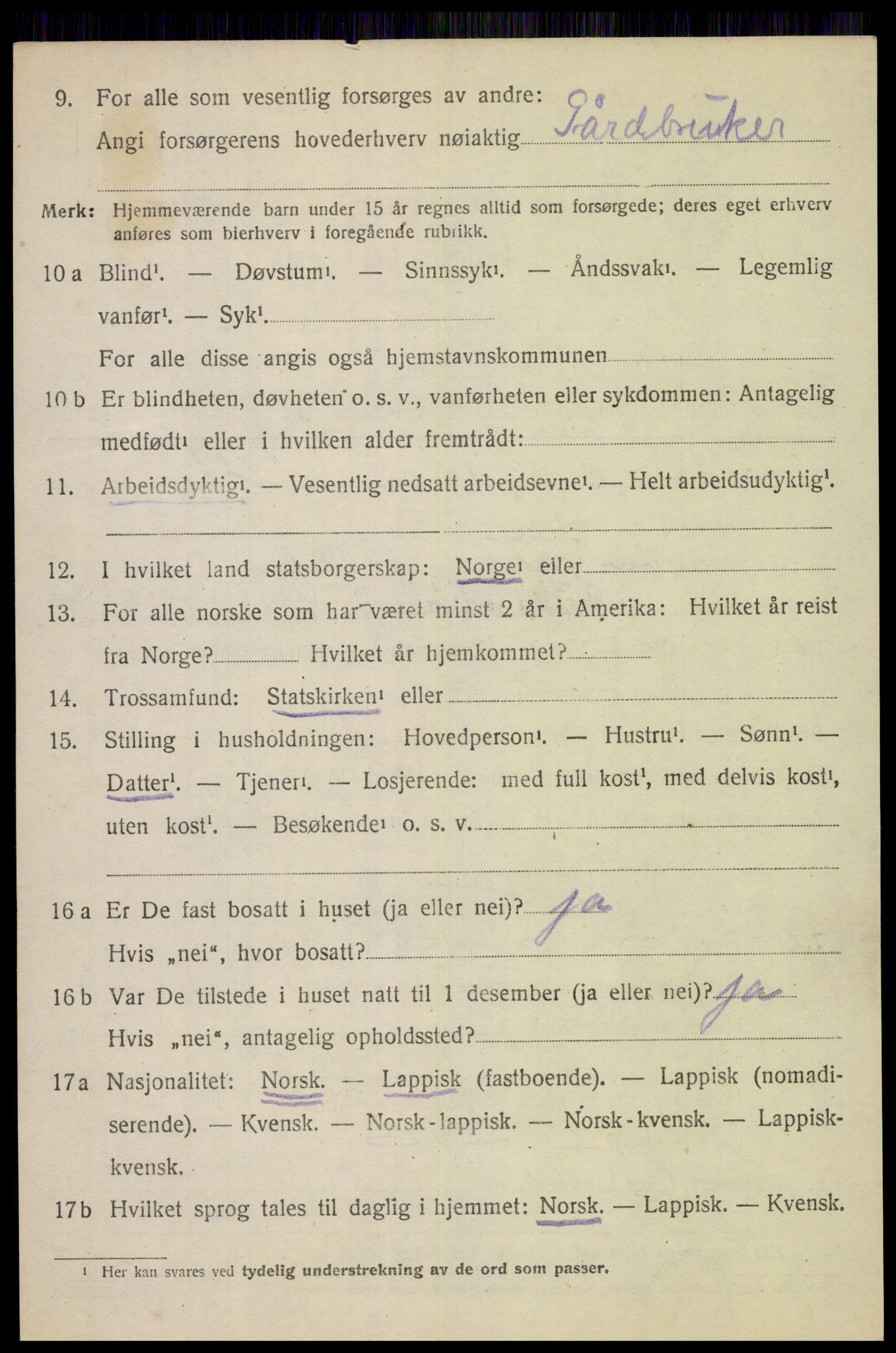 SAT, 1920 census for Dverberg, 1920, p. 6583
