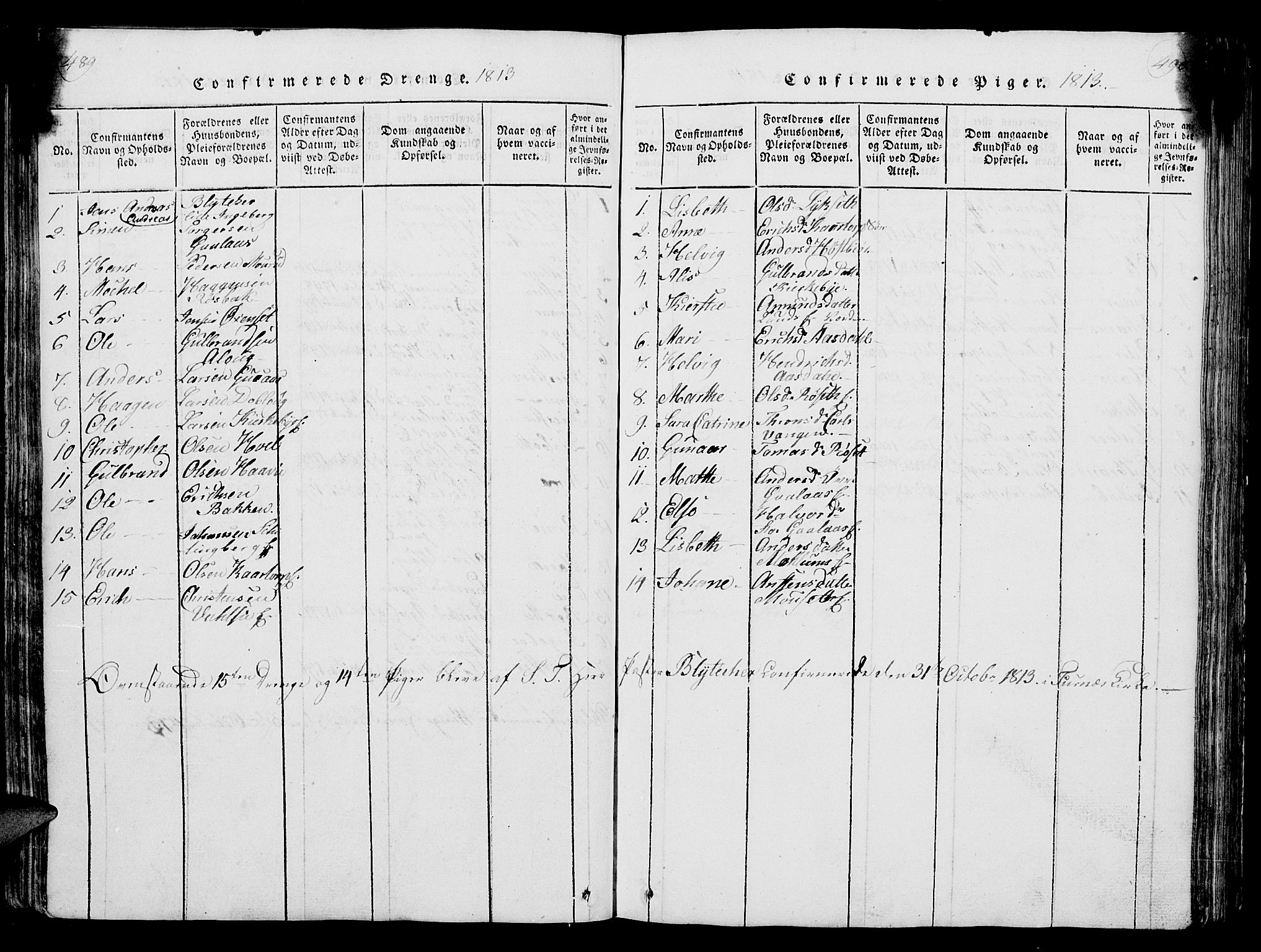 Vang prestekontor, Hedmark, SAH/PREST-008/H/Ha/Hab/L0004: Parish register (copy) no. 4, 1813-1827, p. 489-490