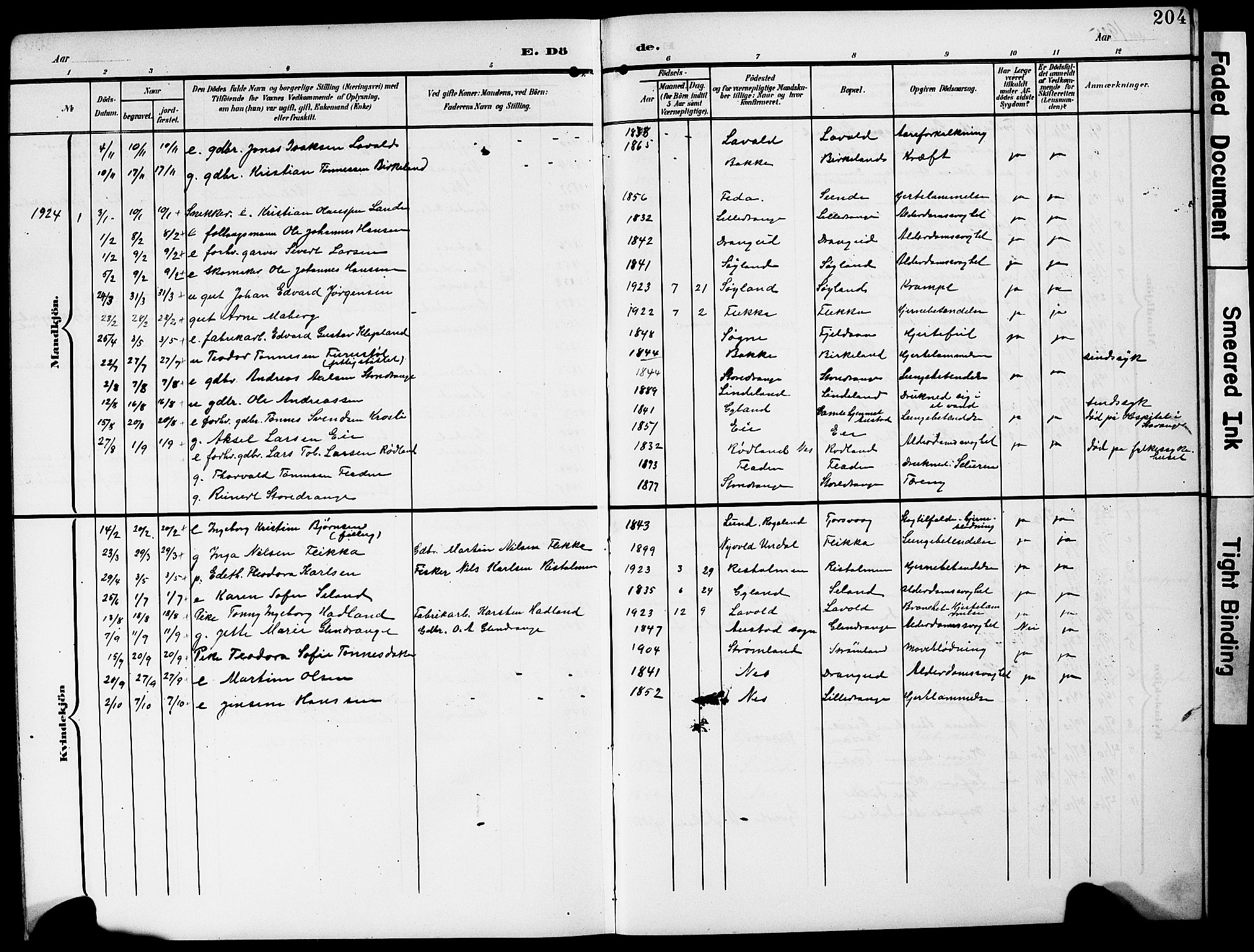 Flekkefjord sokneprestkontor, AV/SAK-1111-0012/F/Fb/Fbc/L0008: Parish register (copy) no. B 8, 1903-1931, p. 204