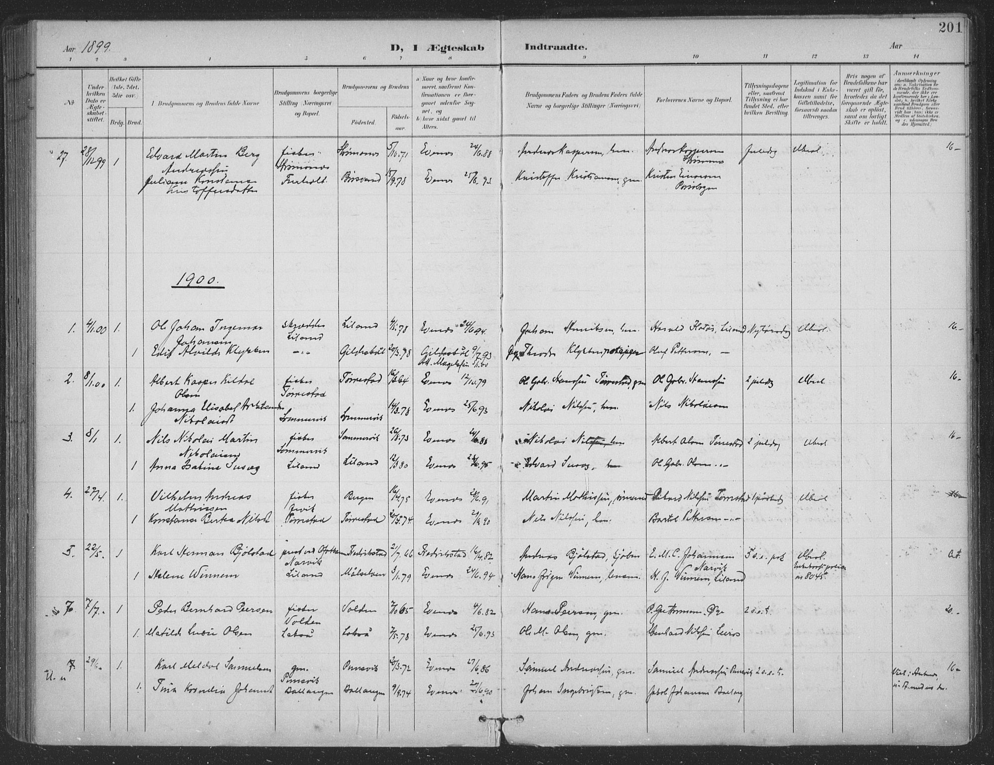 Ministerialprotokoller, klokkerbøker og fødselsregistre - Nordland, SAT/A-1459/863/L0899: Parish register (official) no. 863A11, 1897-1906, p. 201