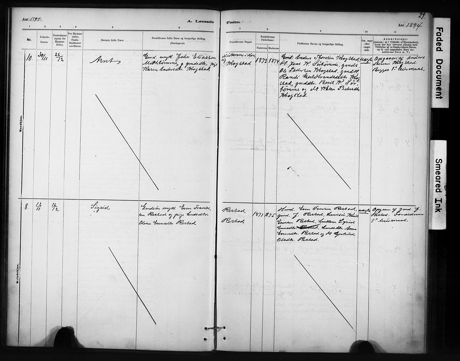 Ministerialprotokoller, klokkerbøker og fødselsregistre - Sør-Trøndelag, AV/SAT-A-1456/694/L1127: Parish register (official) no. 694A01, 1887-1905, p. 29