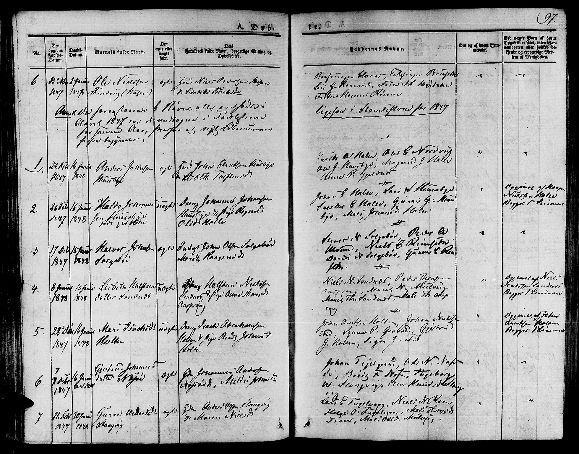 Ministerialprotokoller, klokkerbøker og fødselsregistre - Møre og Romsdal, SAT/A-1454/592/L1024: Parish register (official) no. 592A03 /1, 1831-1849, p. 97