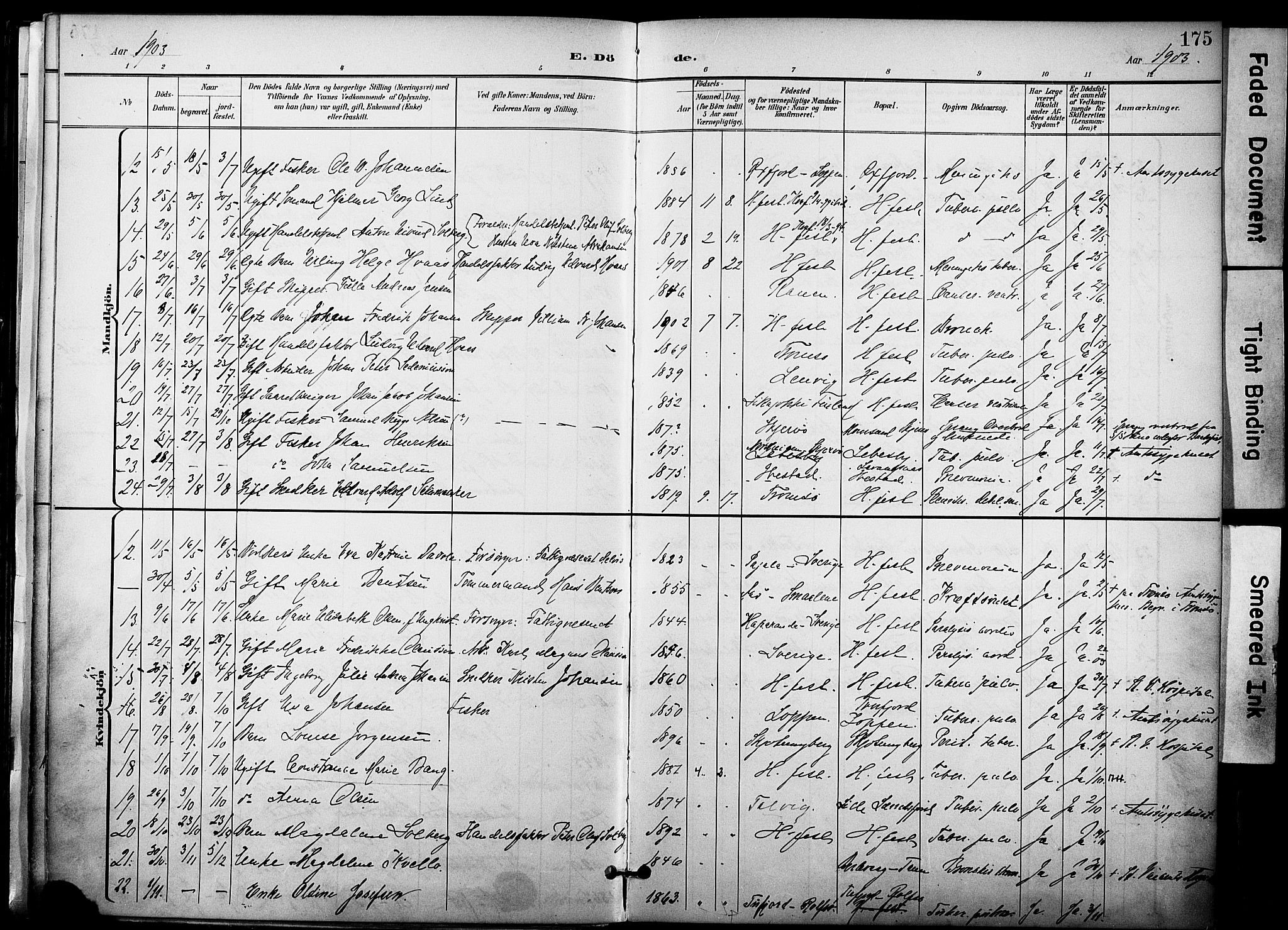Hammerfest sokneprestkontor, AV/SATØ-S-1347/H/Ha/L0010.kirke: Parish register (official) no. 10, 1898-1905, p. 175