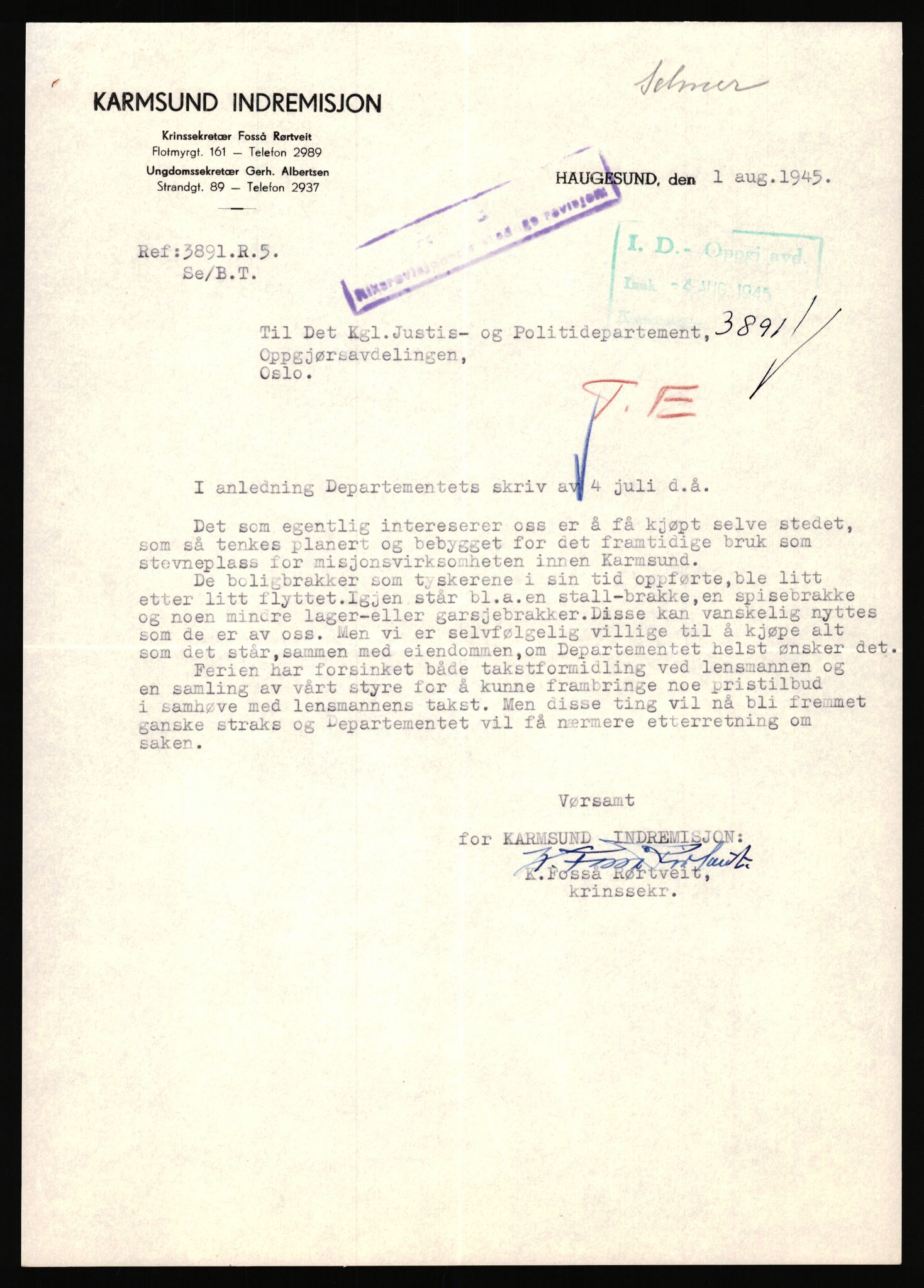 Forsvarsdepartementet, 10. kontor / Oppgjørskontoret, AV/RA-RAFA-1225/D/Dd/L0351: Rogaland, 1941-1958, p. 39