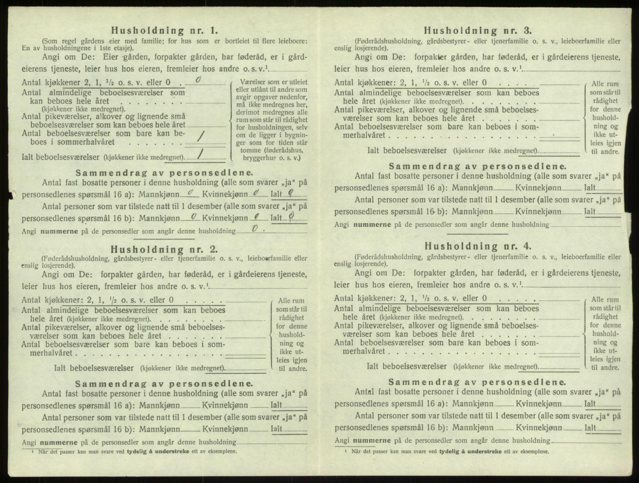 SAB, 1920 census for Haus, 1920, p. 1009