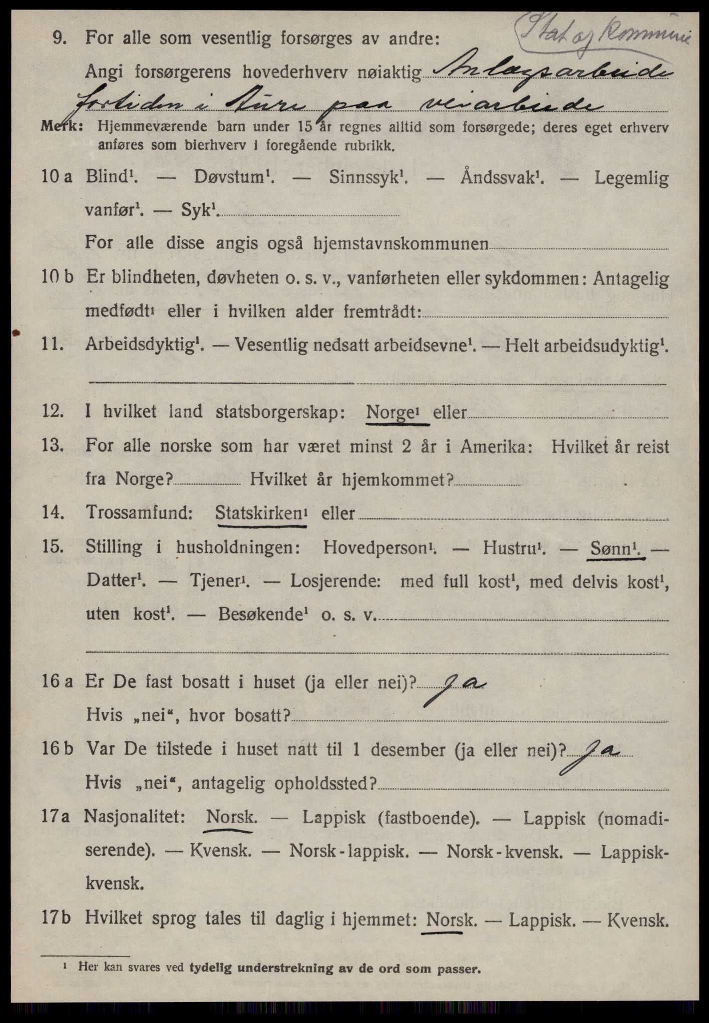 SAT, 1920 census for Hemne, 1920, p. 7947