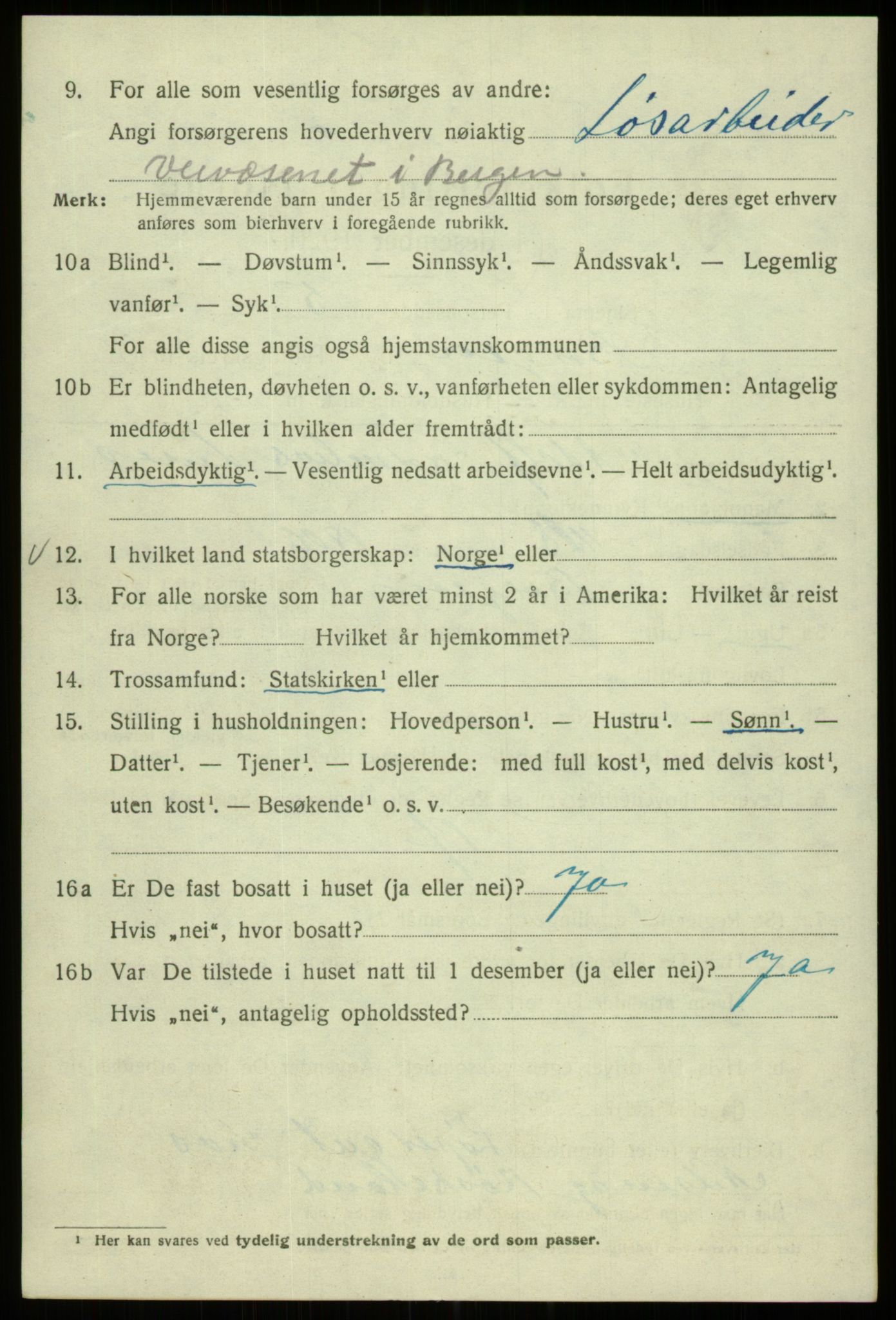 SAB, 1920 census for Bergen, 1920, p. 162282