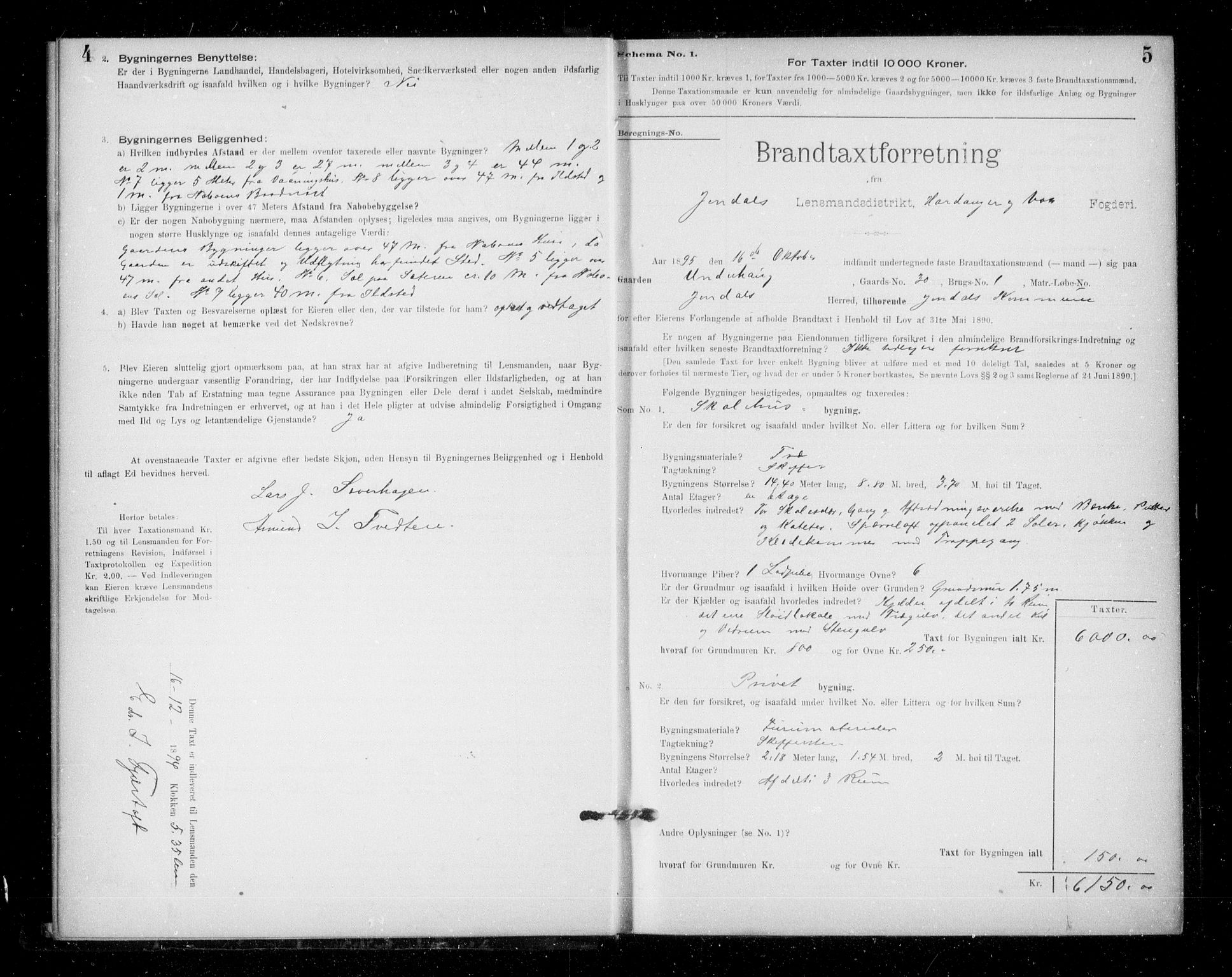 Lensmannen i Jondal, SAB/A-33101/0012/L0005: Branntakstprotokoll, skjematakst, 1894-1951, p. 4-5