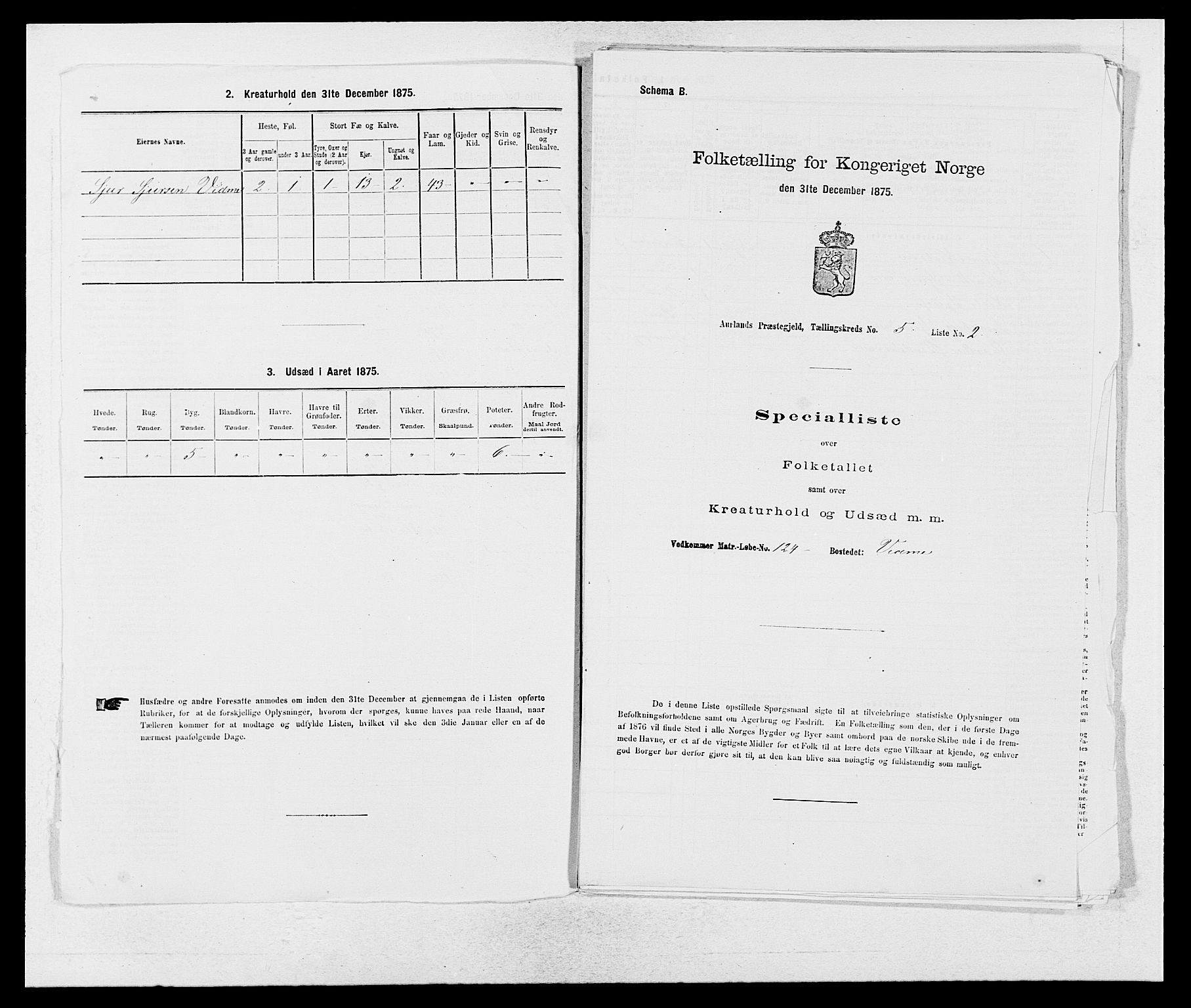 SAB, 1875 census for 1421P Aurland, 1875, p. 528