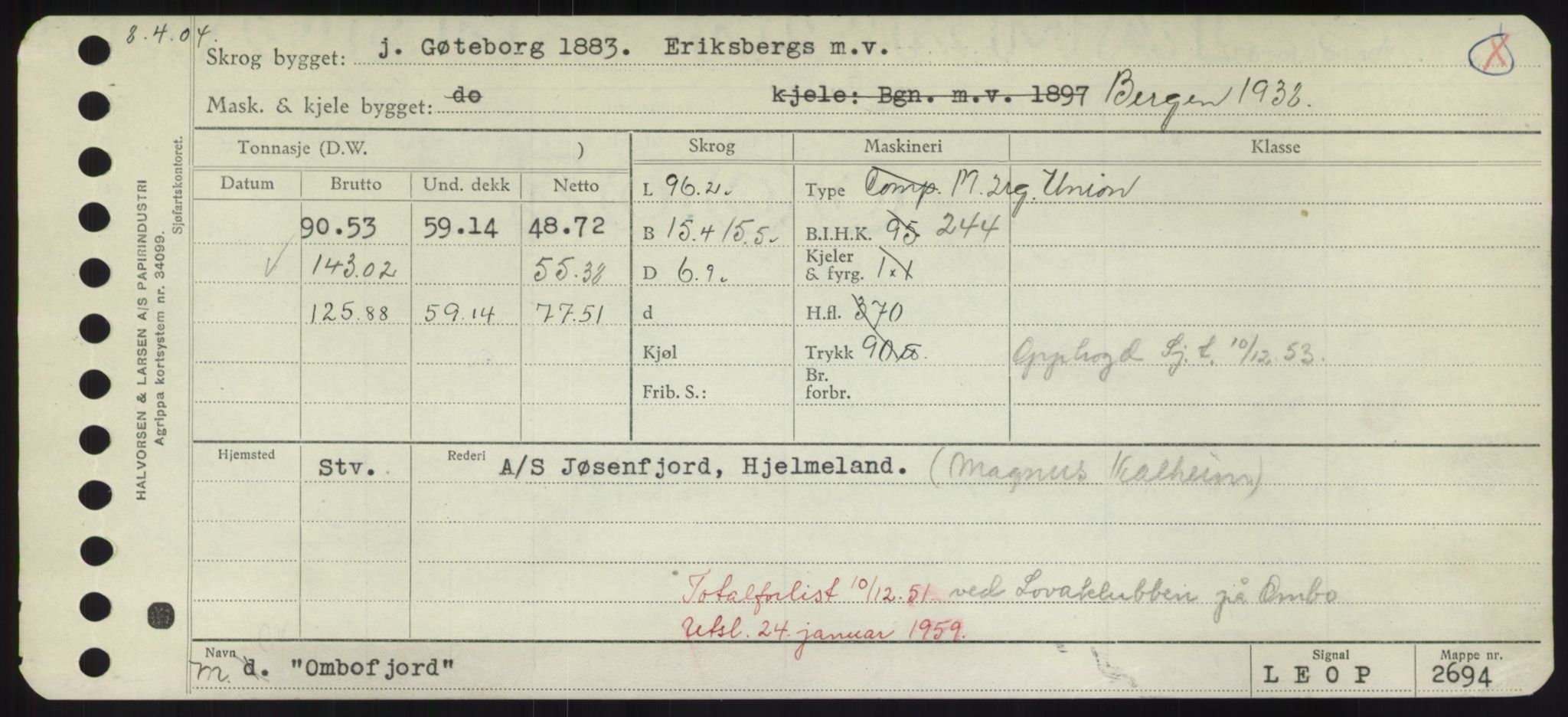 Sjøfartsdirektoratet med forløpere, Skipsmålingen, RA/S-1627/H/Hd/L0028: Fartøy, O, p. 247