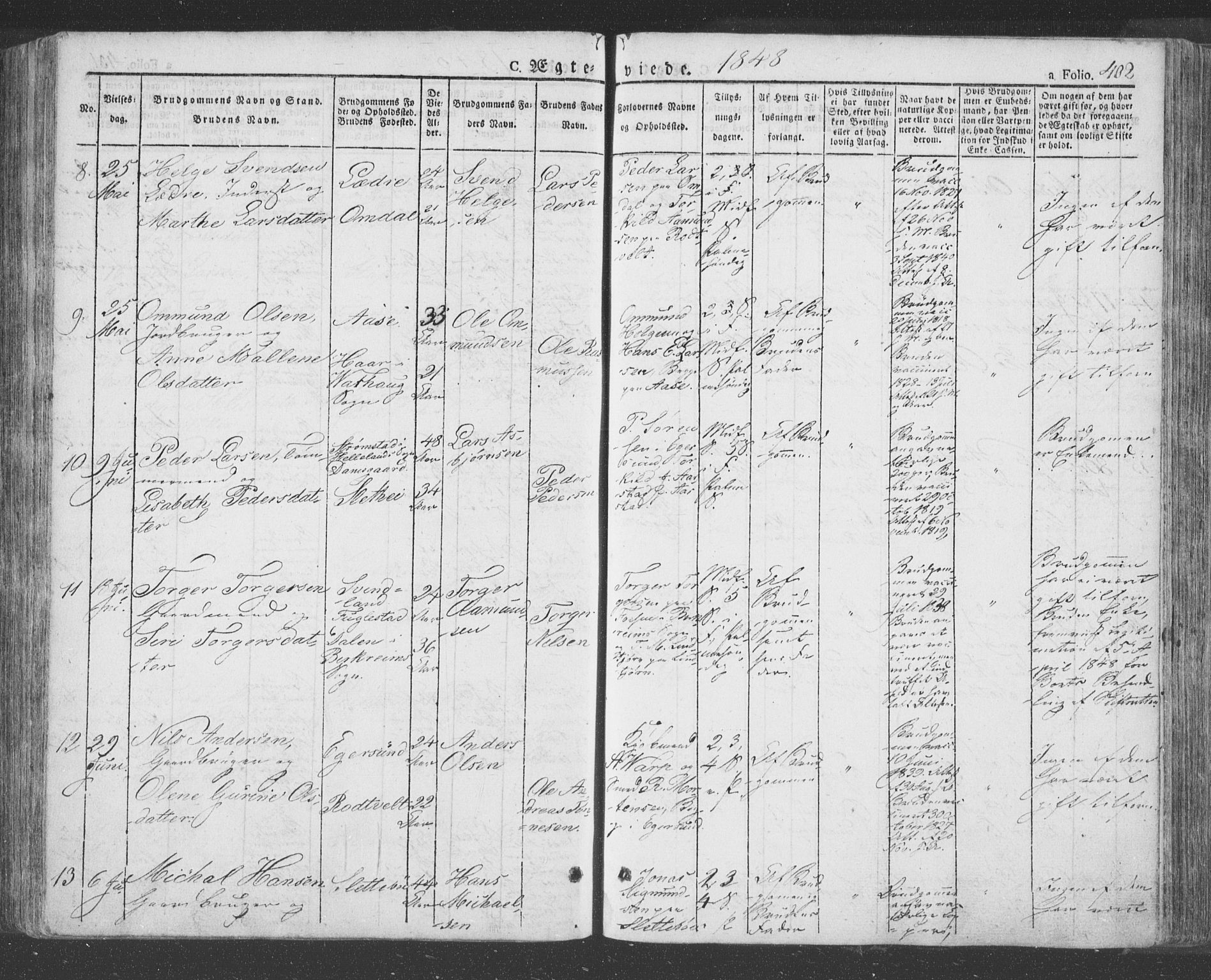 Eigersund sokneprestkontor, AV/SAST-A-101807/S08/L0009: Parish register (official) no. A 9, 1827-1850, p. 402