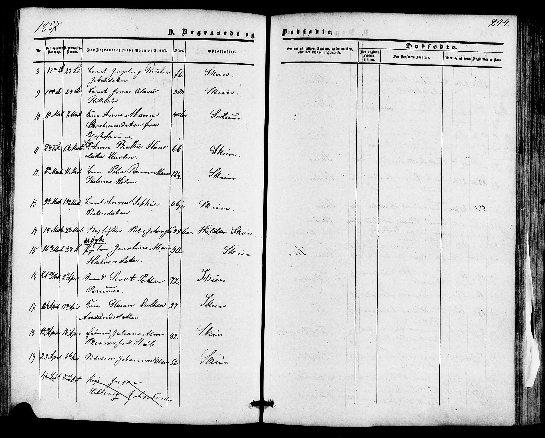 Skien kirkebøker, AV/SAKO-A-302/F/Fa/L0007: Parish register (official) no. 7, 1856-1865, p. 244