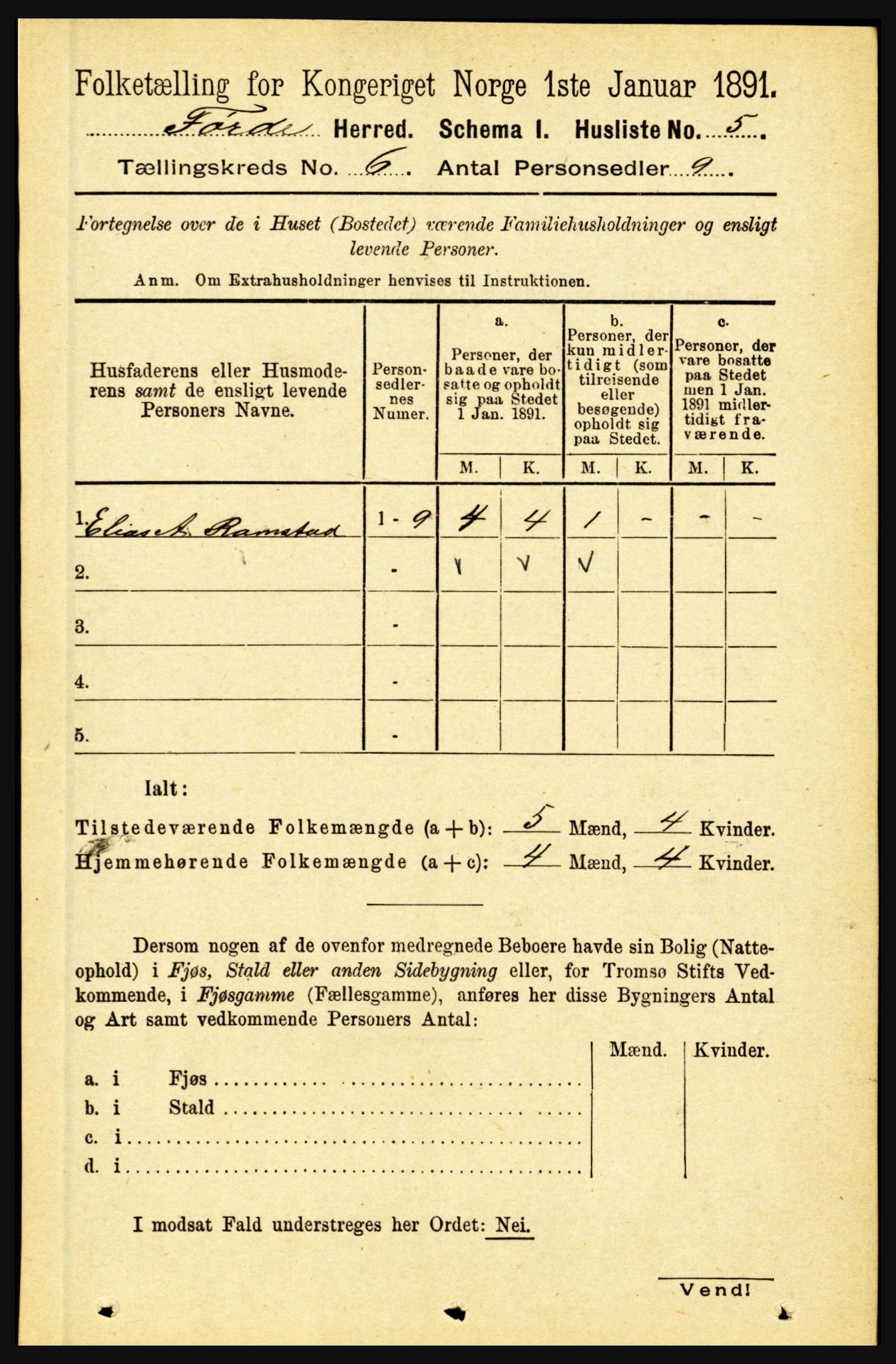 RA, 1891 census for 1432 Førde, 1891, p. 1896