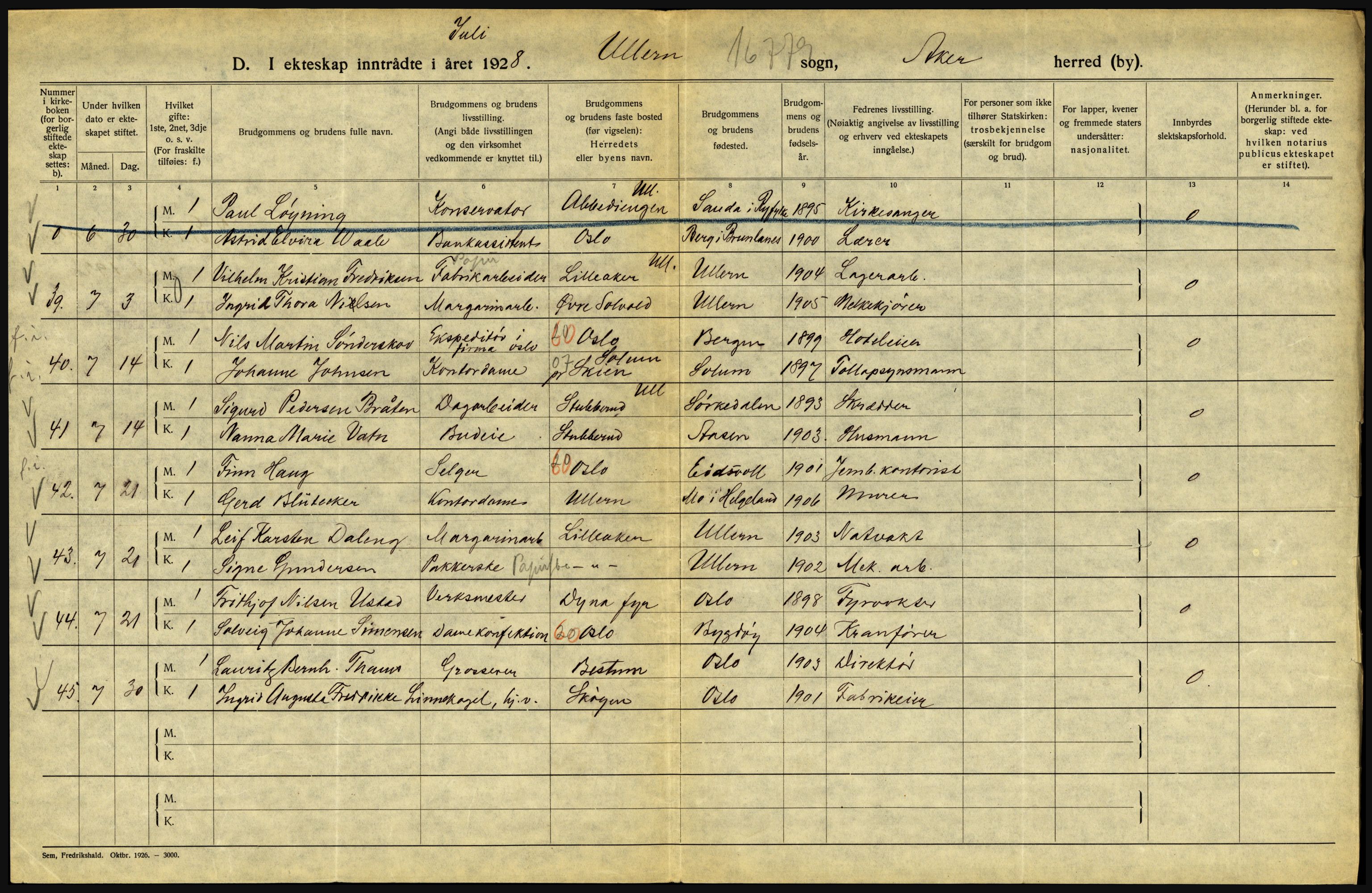 Statistisk sentralbyrå, Sosiodemografiske emner, Befolkning, AV/RA-S-2228/D/Df/Dfc/Dfch/L0004: Akershus, 1928, p. 214