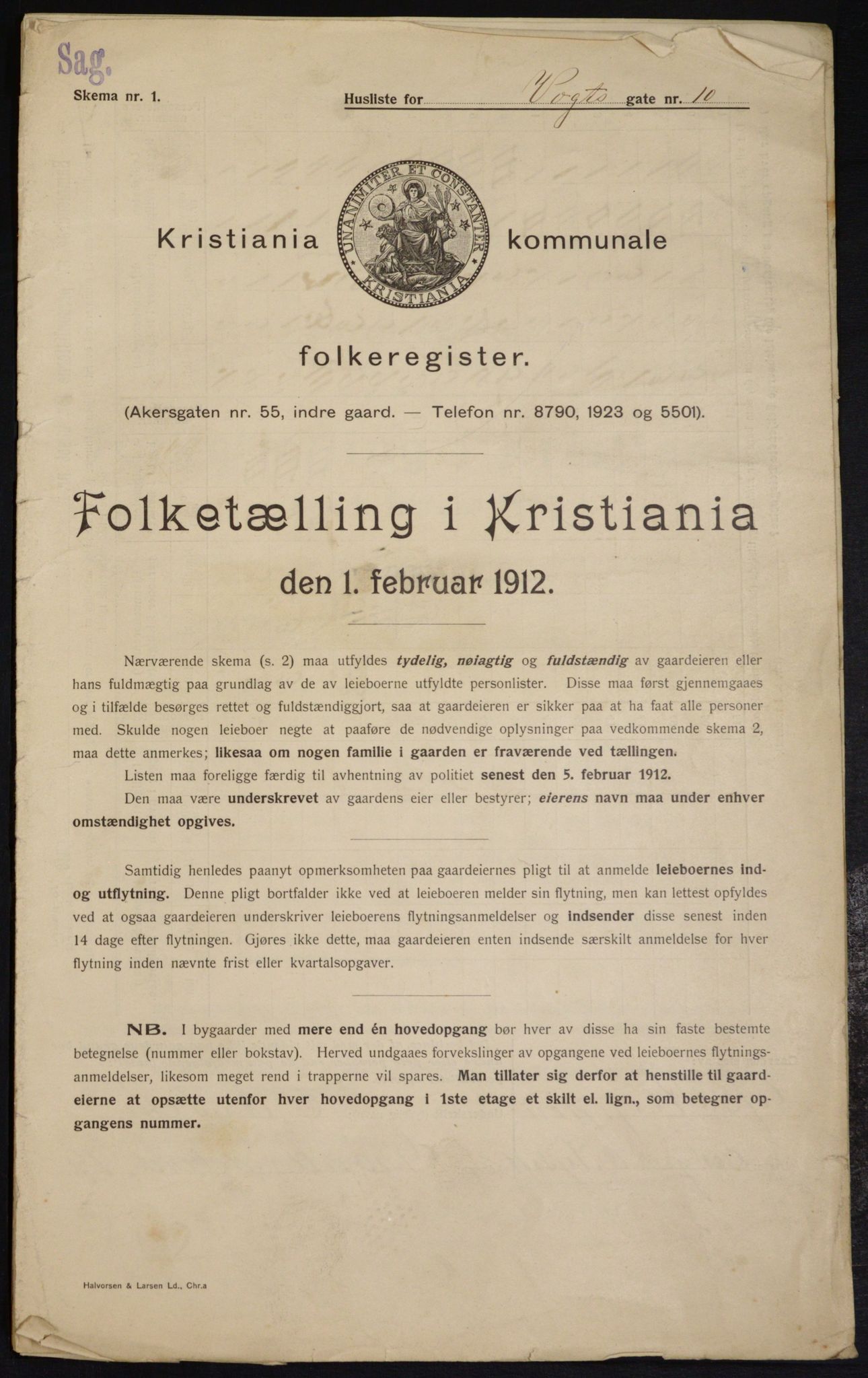 OBA, Municipal Census 1912 for Kristiania, 1912, p. 124227