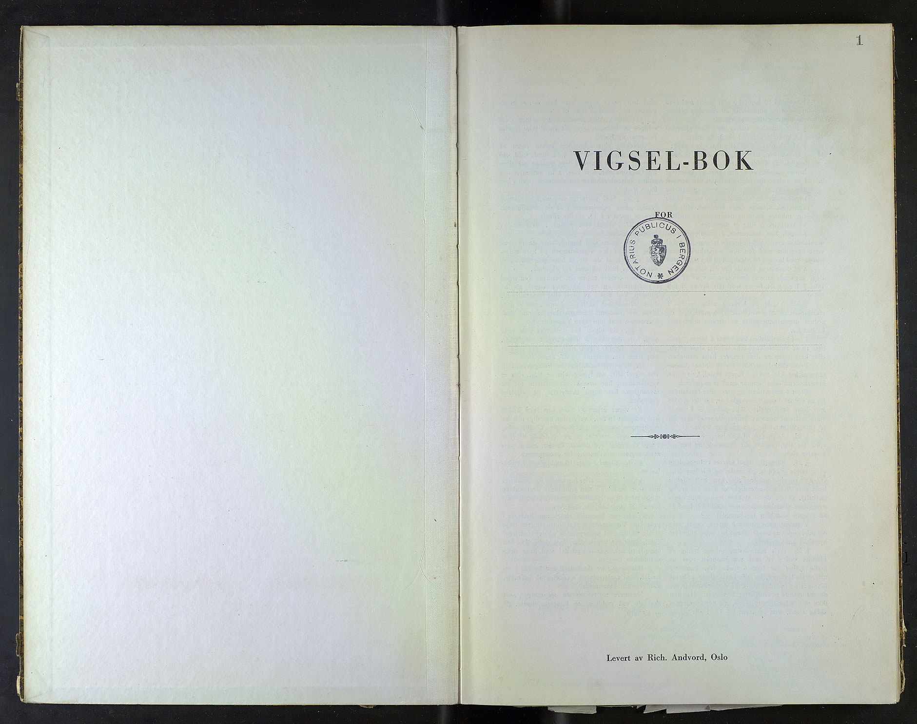 Byfogd og Byskriver i Bergen, SAB/A-3401/10/10F/L0032: Vielsesprotokoller, 1944, p. 1