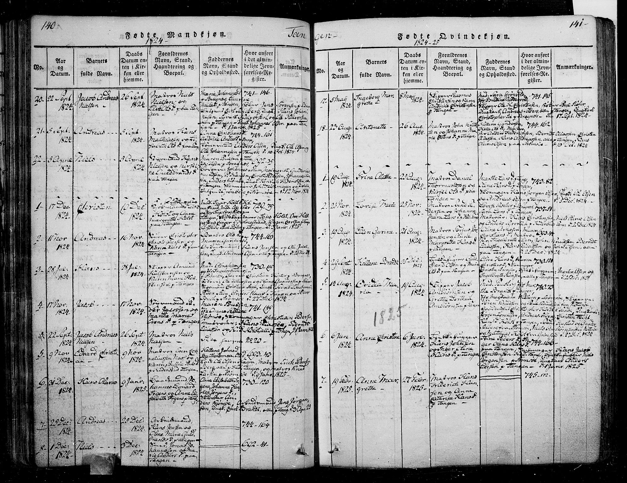 Skoger kirkebøker, AV/SAKO-A-59/F/Fa/L0002: Parish register (official) no. I 2 /2, 1814-1842, p. 140-141