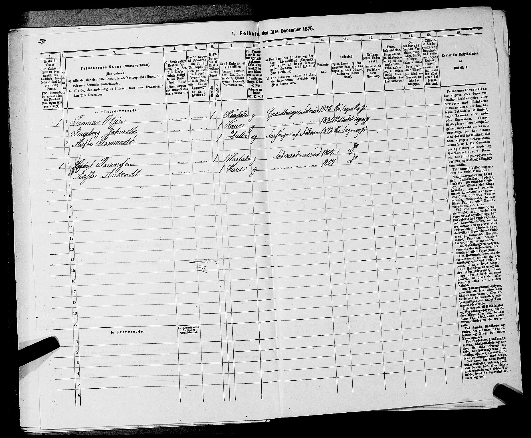 SAKO, 1875 census for 0821P Bø, 1875, p. 420