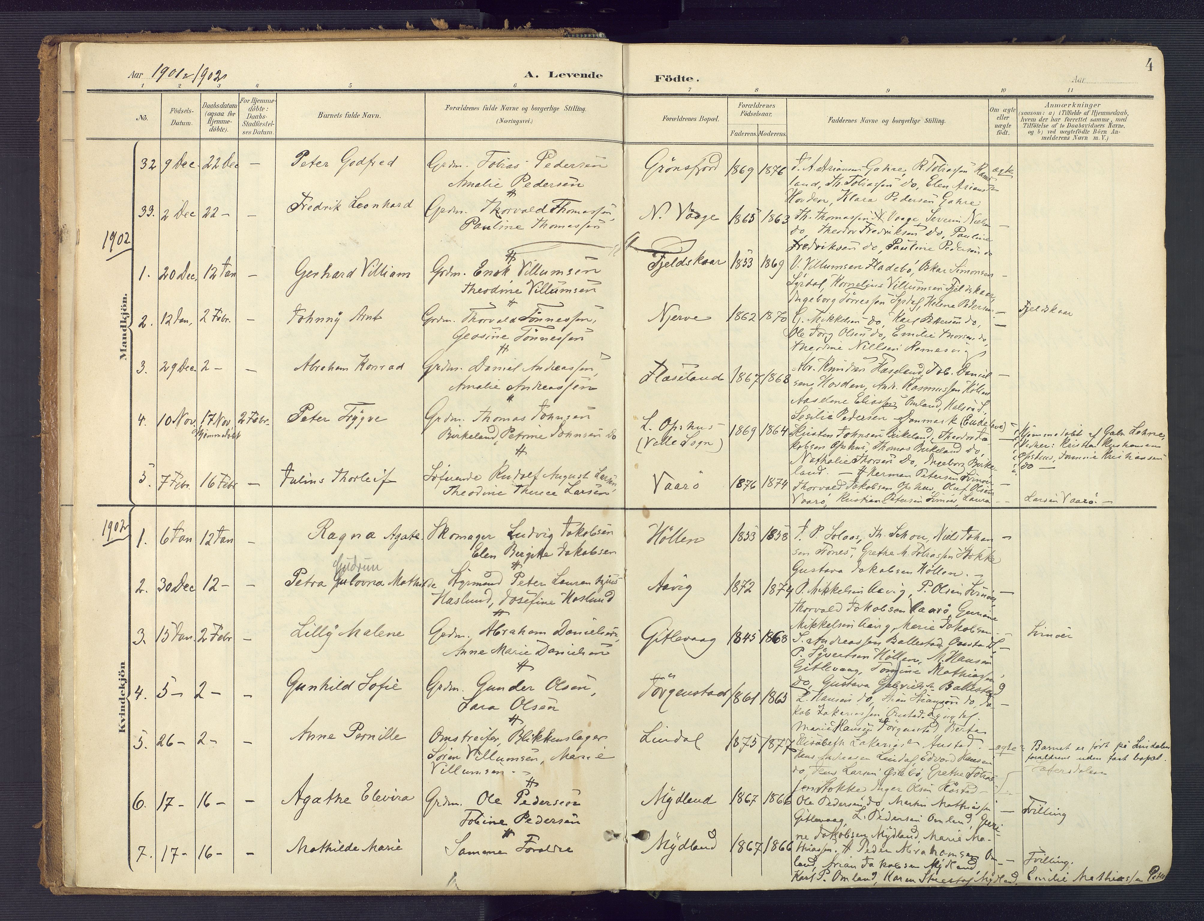 Sør-Audnedal sokneprestkontor, SAK/1111-0039/F/Fa/Faa/L0005: Parish register (official) no. A 5, 1900-1923, p. 4