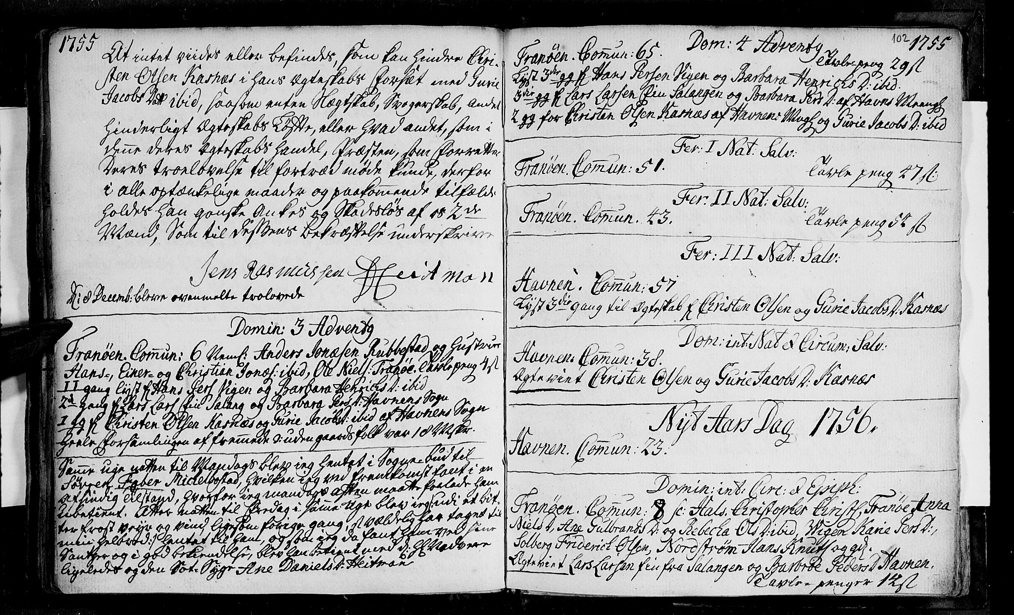 Ibestad sokneprestembete, AV/SATØ-S-0077/H/Ha/Haa/L0001kirke: Parish register (official) no. 1, 1744-1757, p. 102