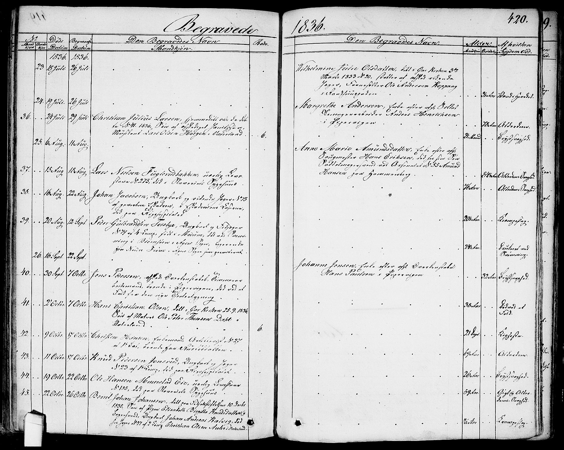 Garnisonsmenigheten Kirkebøker, AV/SAO-A-10846/G/Ga/L0004: Parish register (copy) no. 4, 1828-1840, p. 420