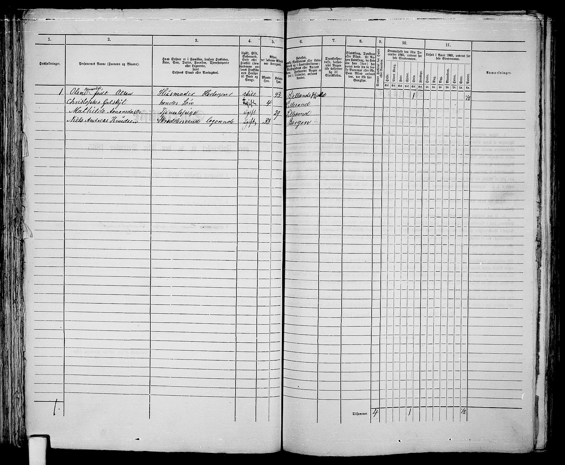 RA, 1865 census for Vestre Moland/Lillesand, 1865, p. 93