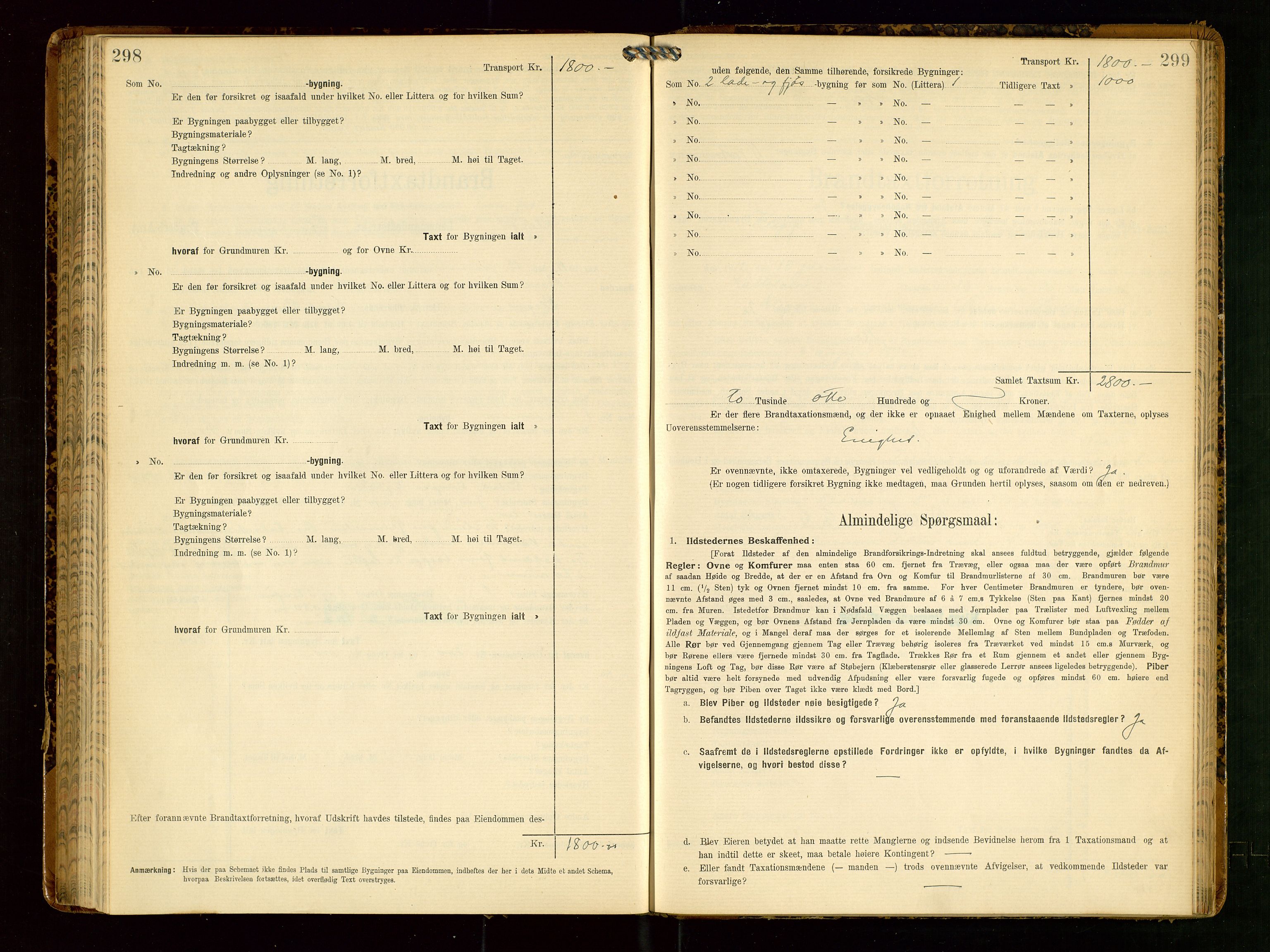 Klepp lensmannskontor, AV/SAST-A-100163/Goc/L0006: "Brandtaxationsprotokol" m/register, 1908-1912, p. 298-299