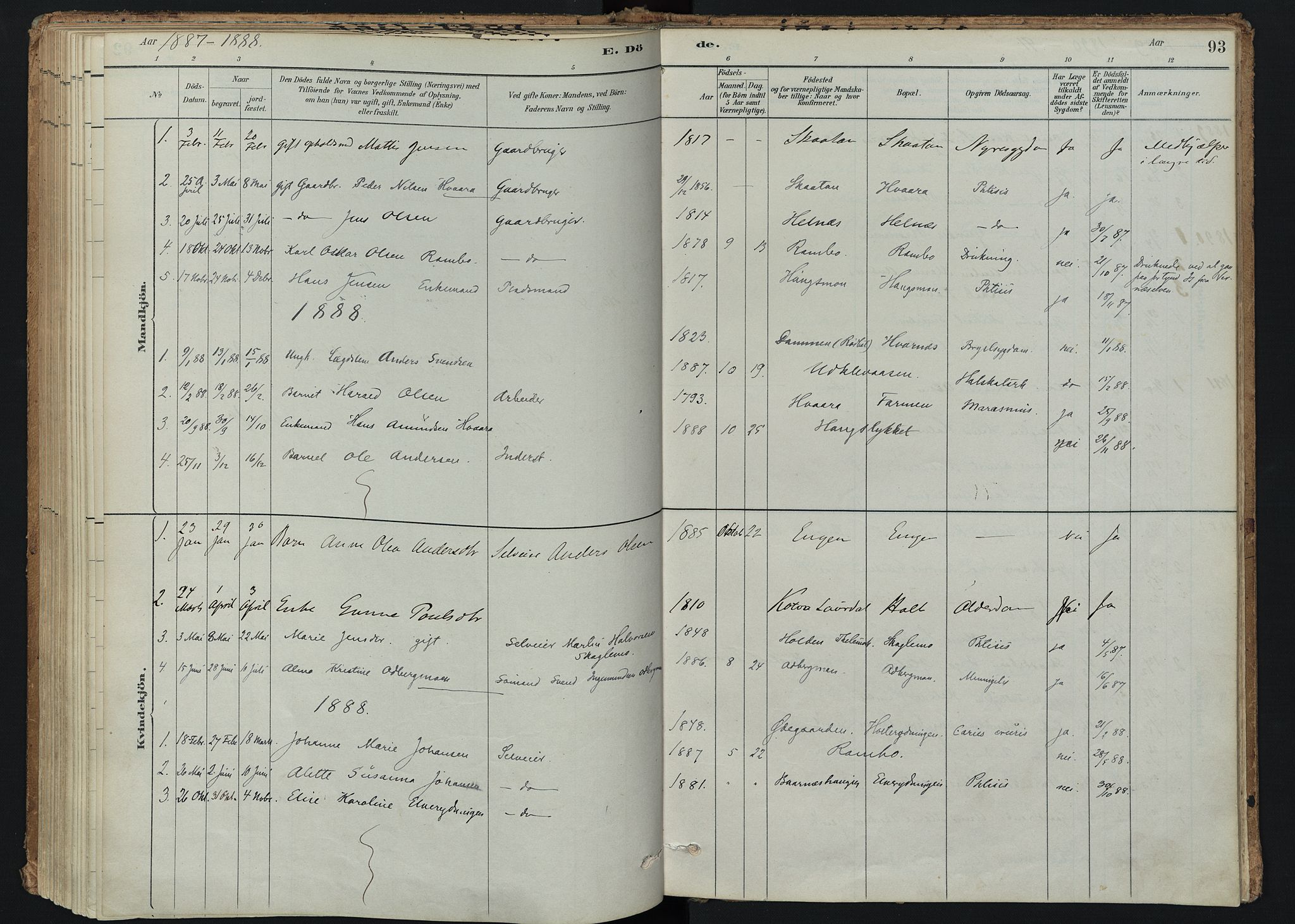 Hedrum kirkebøker, AV/SAKO-A-344/F/Fc/L0001: Parish register (official) no. III 1, 1881-1906, p. 93