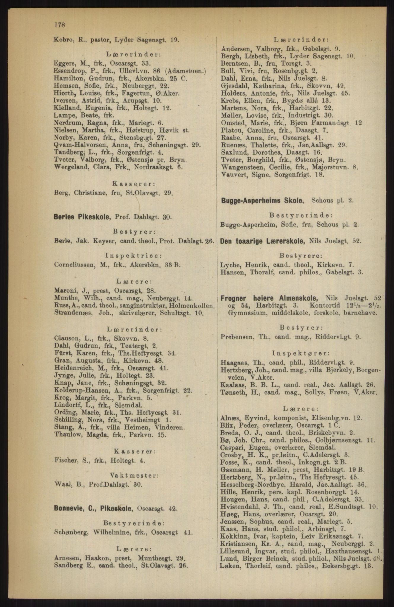 Kristiania/Oslo adressebok, PUBL/-, 1914, p. 178