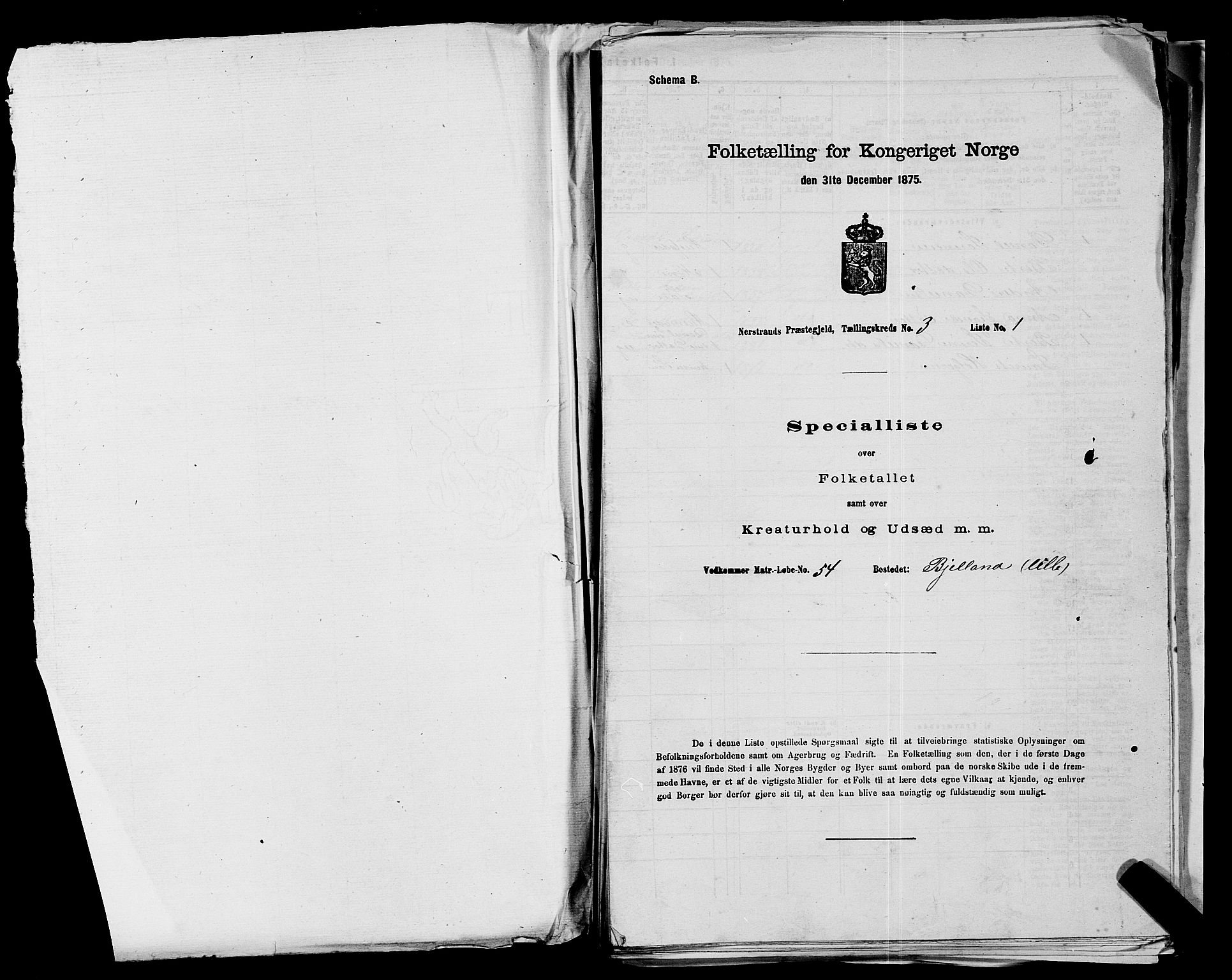 SAST, 1875 census for 1139P Nedstrand, 1875, p. 442