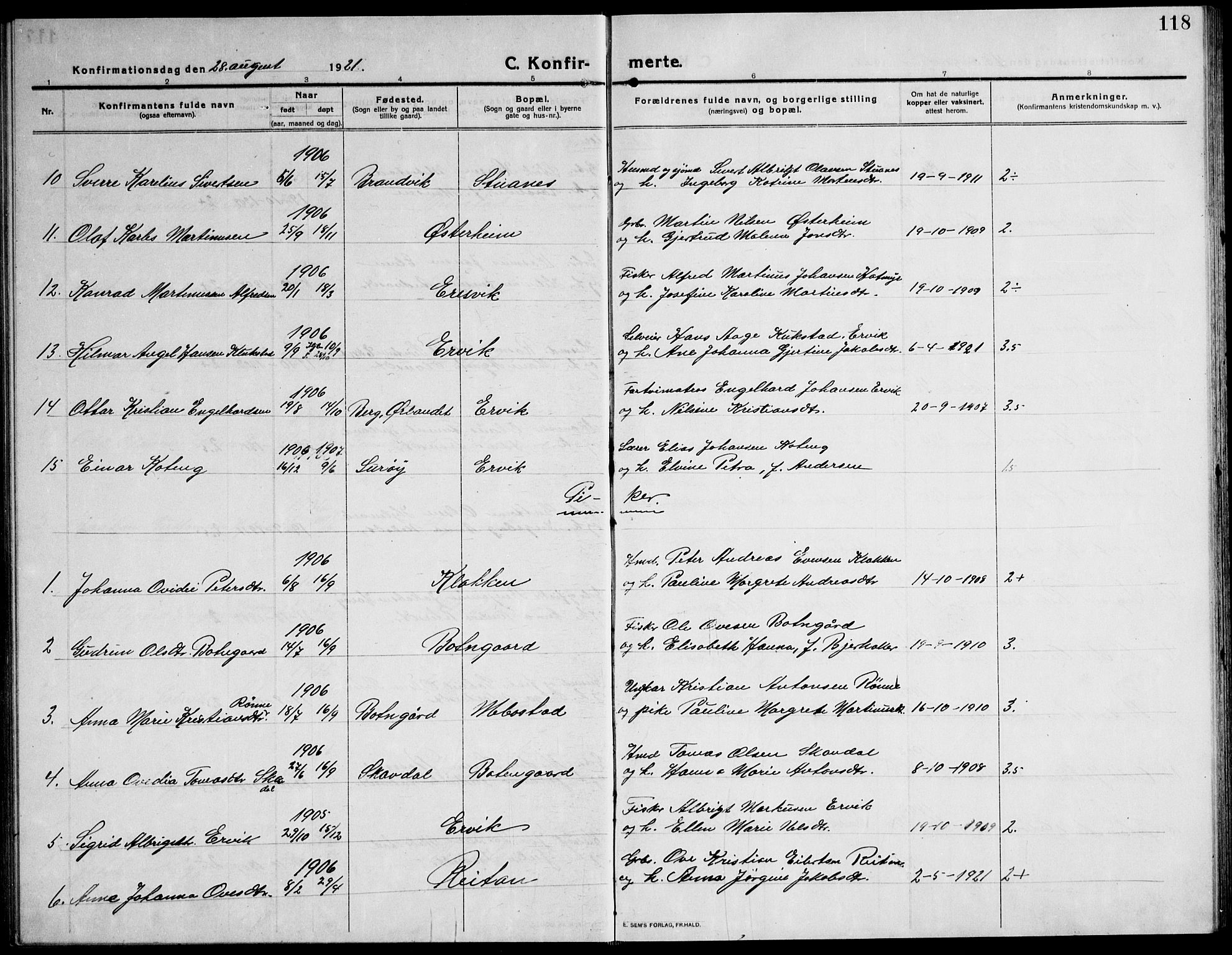 Ministerialprotokoller, klokkerbøker og fødselsregistre - Sør-Trøndelag, AV/SAT-A-1456/651/L0648: Parish register (copy) no. 651C02, 1915-1945, p. 118
